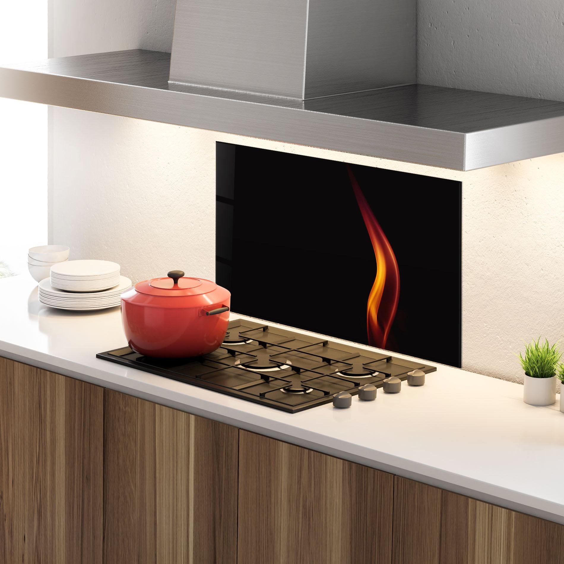 Küchenrückwand Glas Flame Relax mockup 4