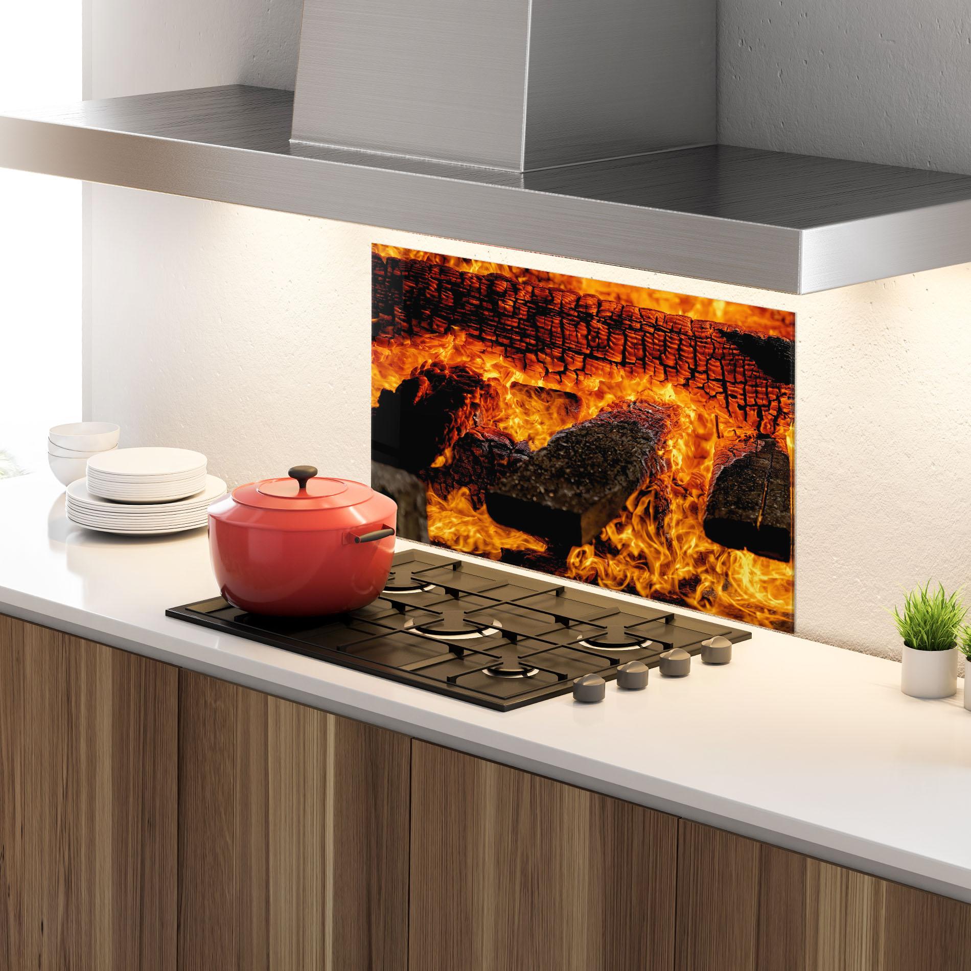 Küchenrückwand Glas Inferno Heat mockup 4