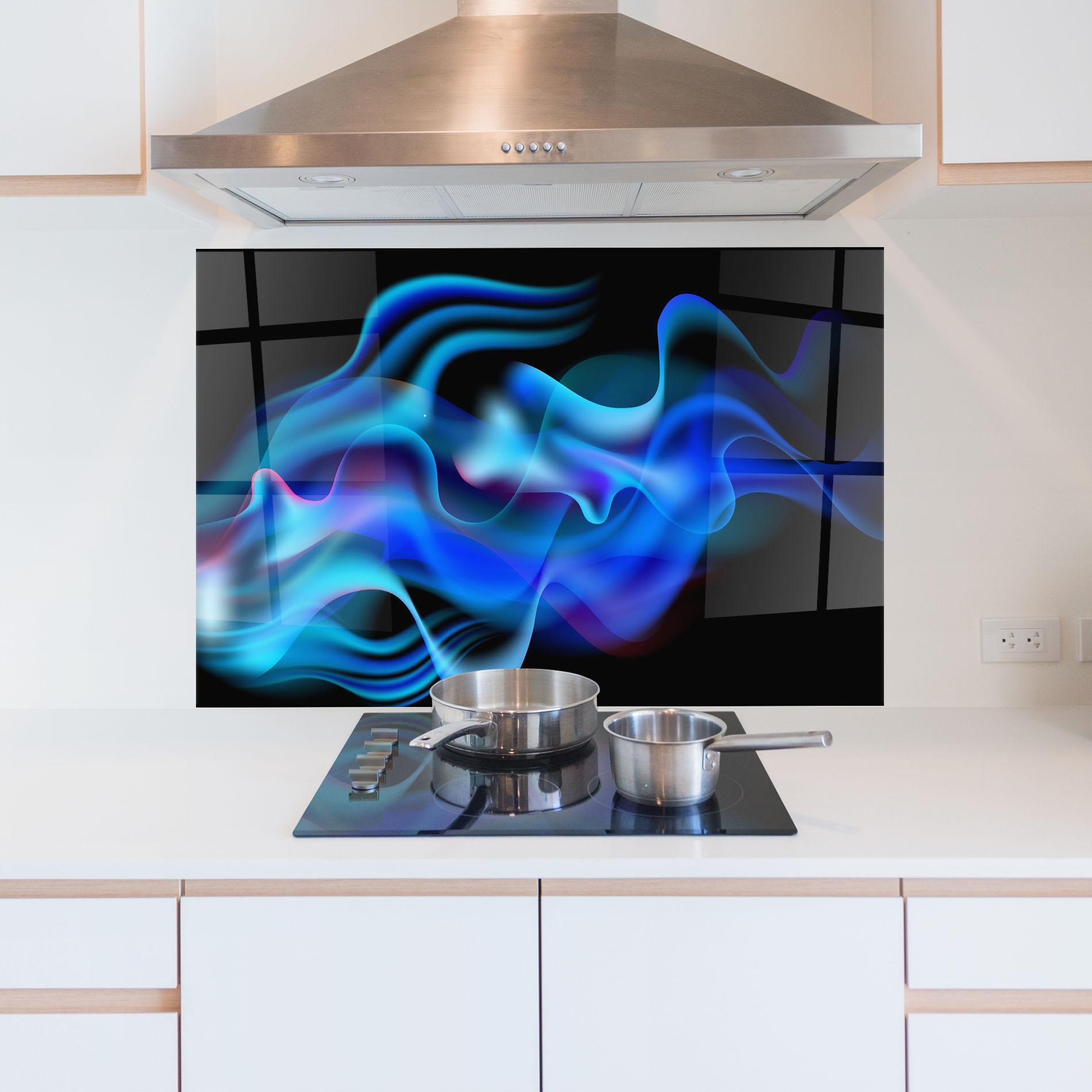 Küchenrückwand Glas Blue Fire mockup 5