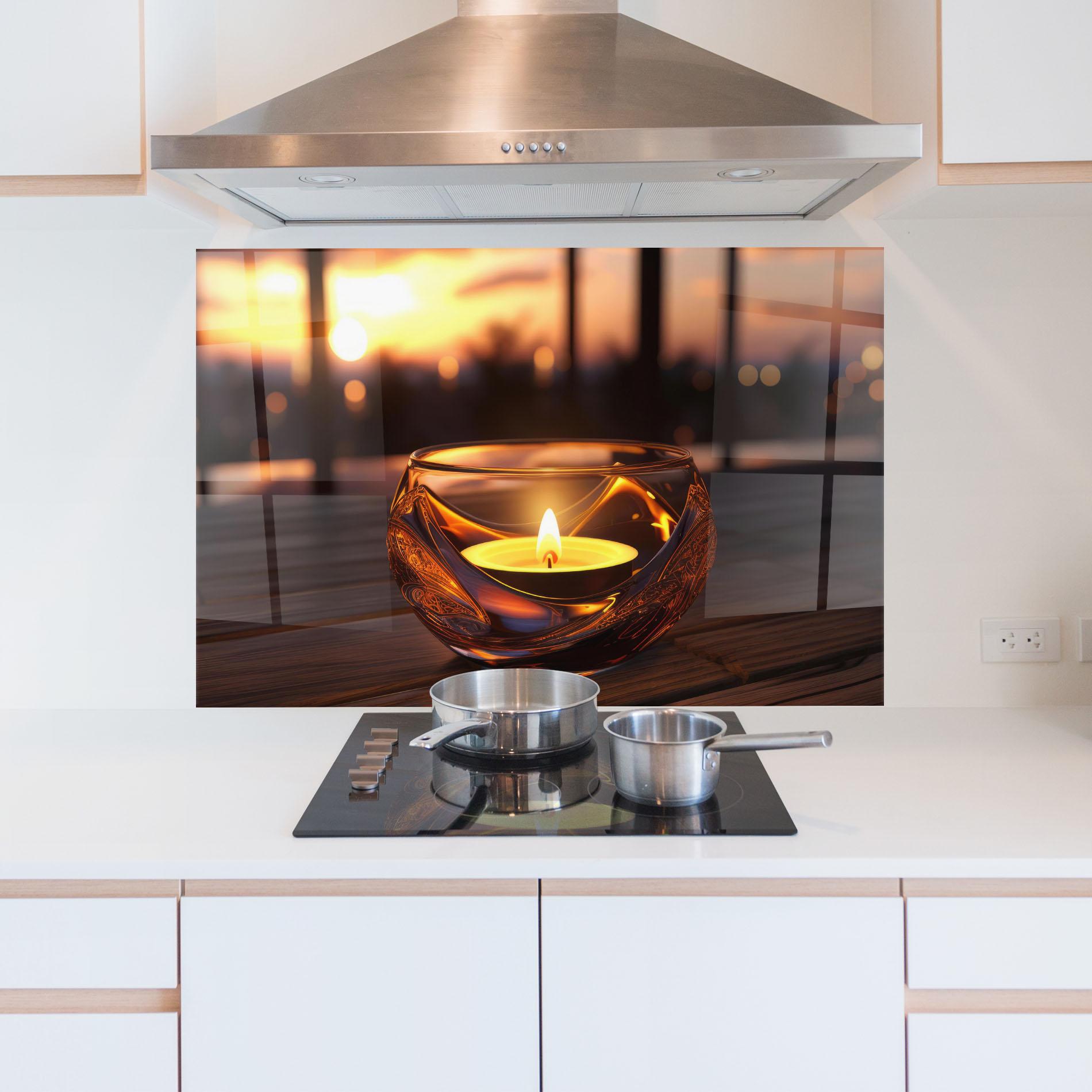 Küchenrückwand Glas Fire Bowl mockup 5