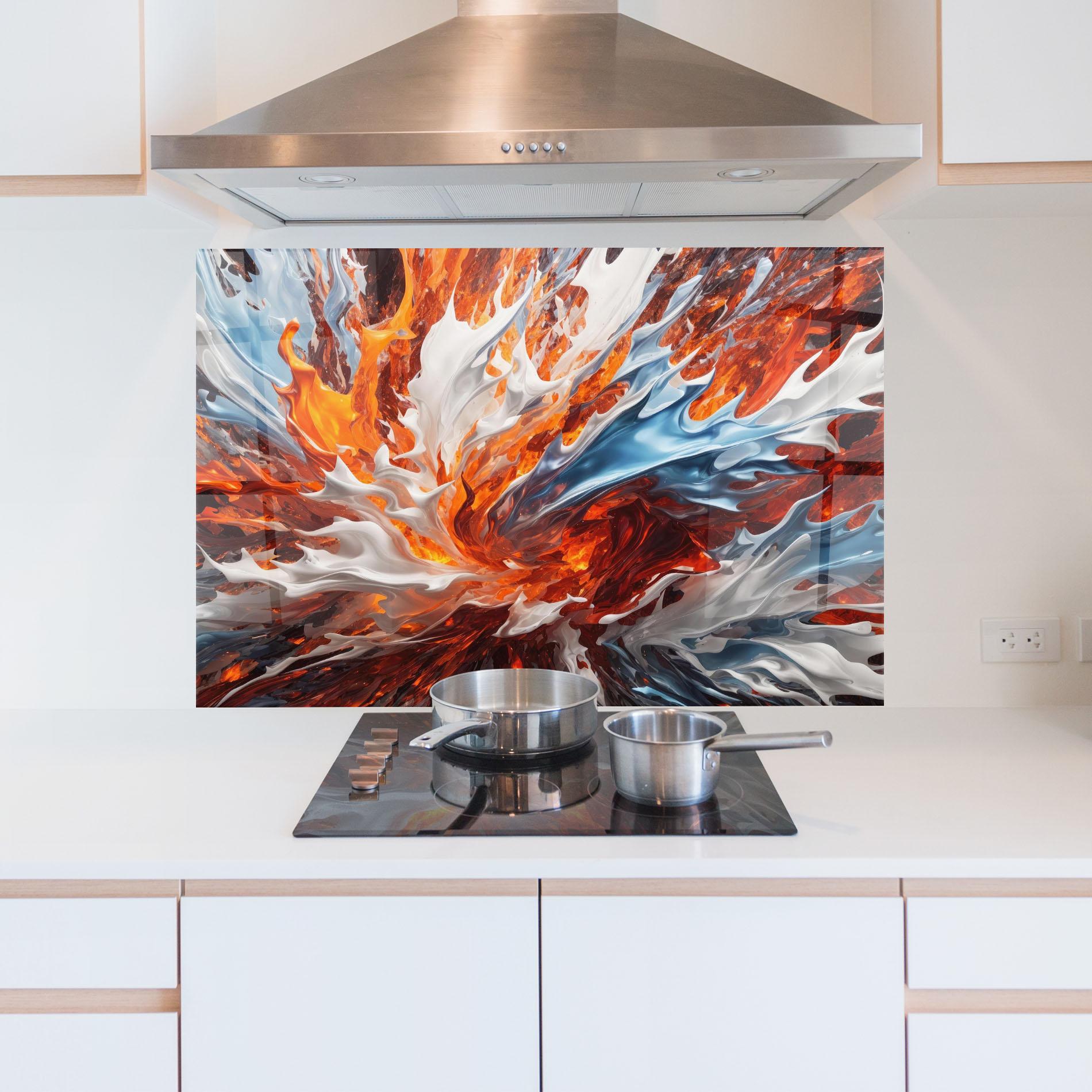 Küchenrückwand Glas Flame Rase mockup 5