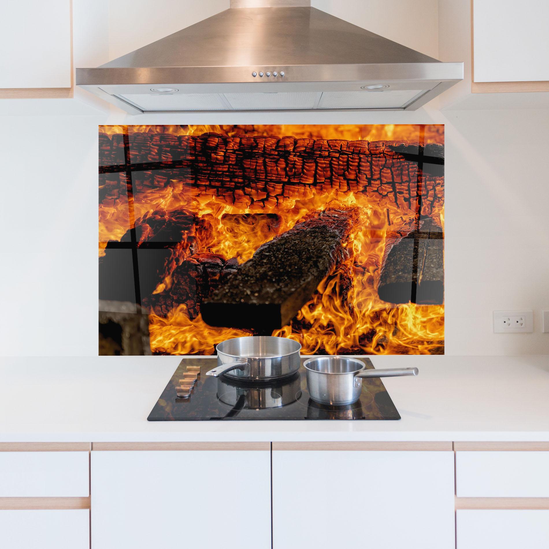 Küchenrückwand Glas Inferno Heat mockup 5