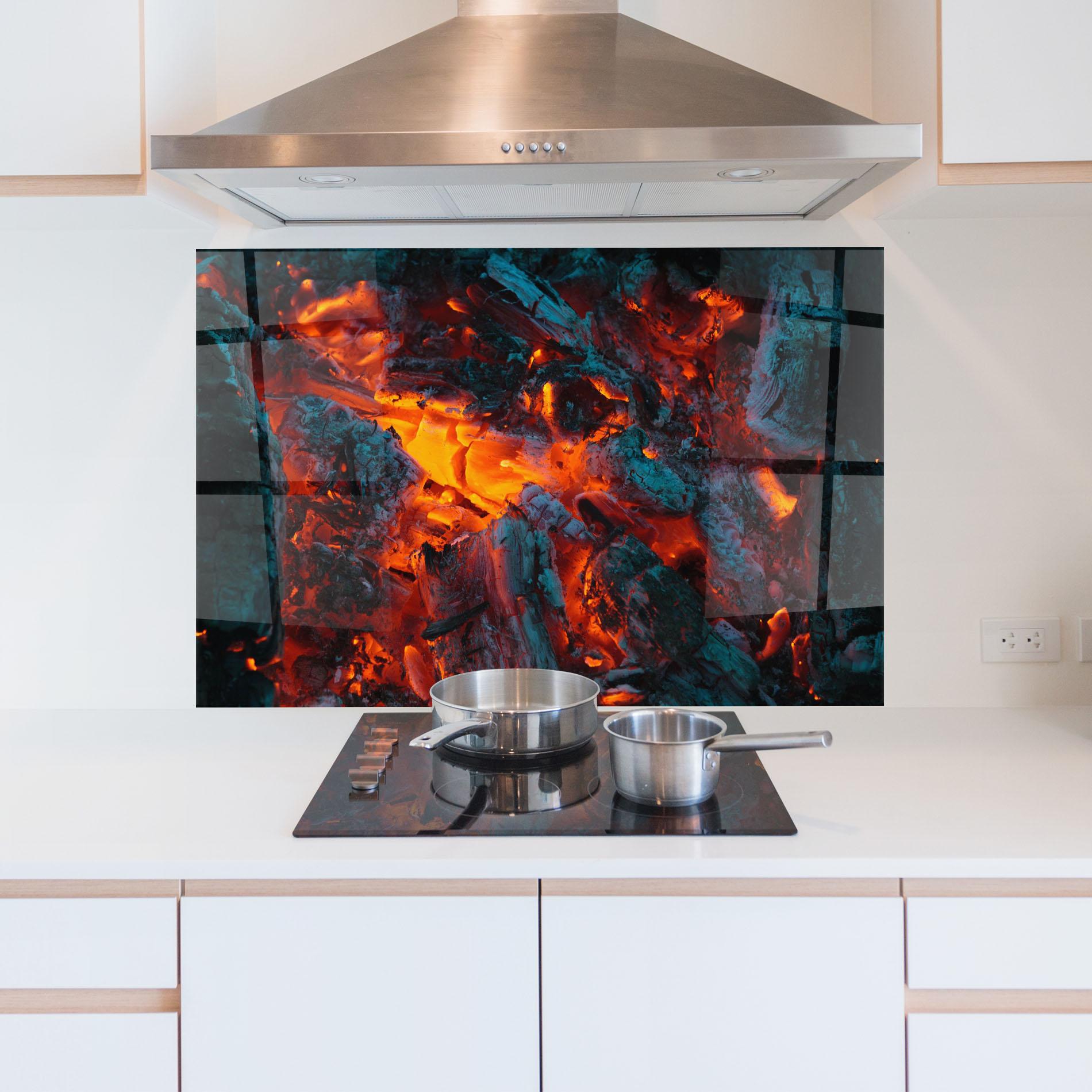 Küchenrückwand Glas Wild Fire mockup 5