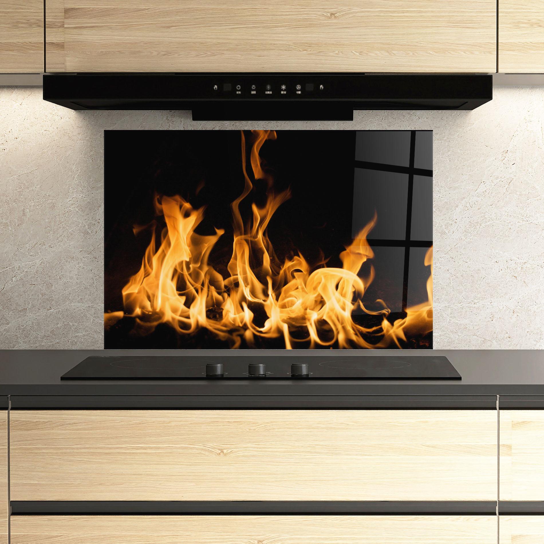 Küchenrückwand Glas Bright Flame mockup 3
