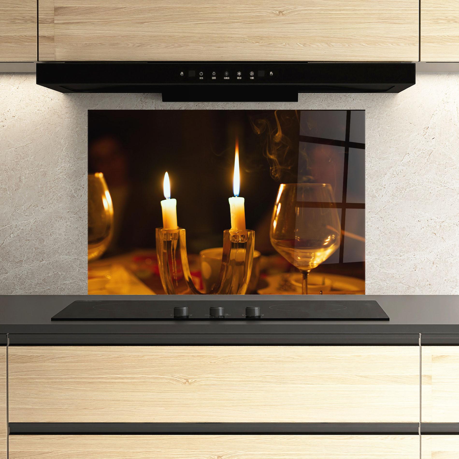 Küchenrückwand Glas Candle Light mockup 3