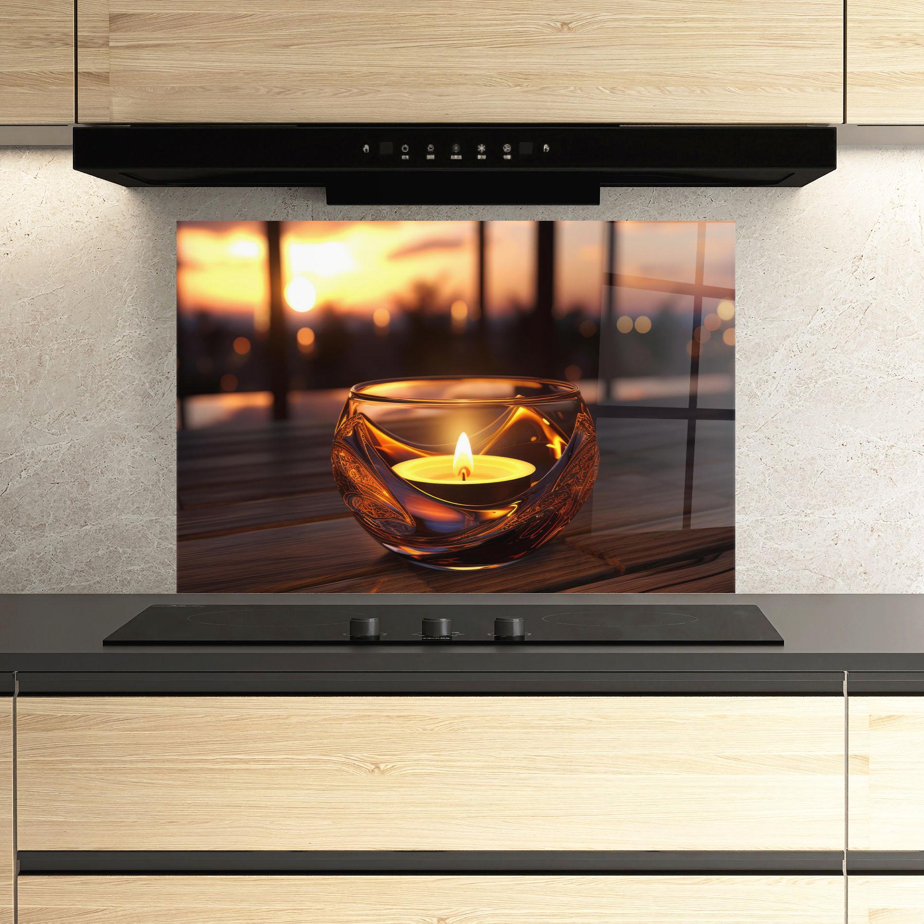 Küchenrückwand Glas Fire Bowl mockup 3