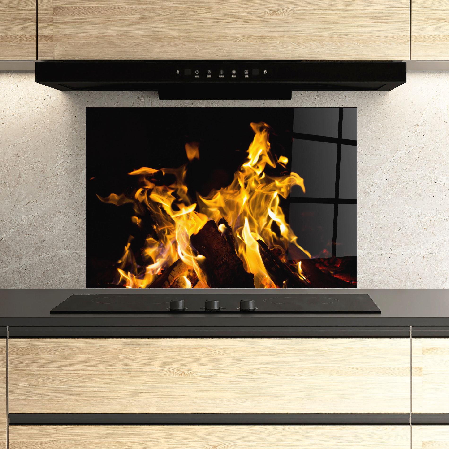 Küchenrückwand Glas Fire Dance mockup 3