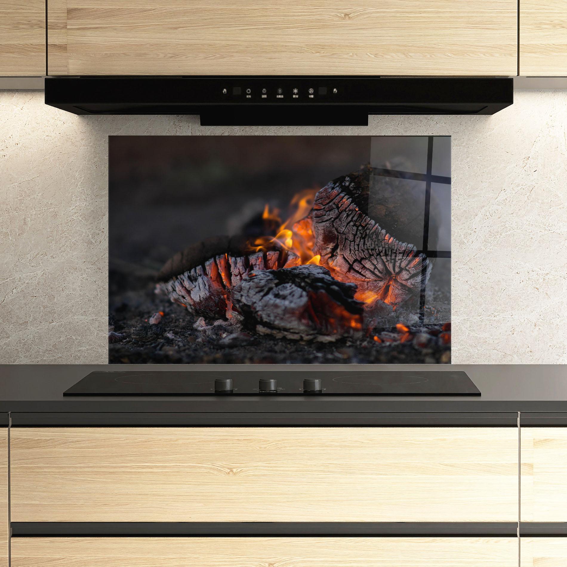 Küchenrückwand Glas Fire Start mockup 3