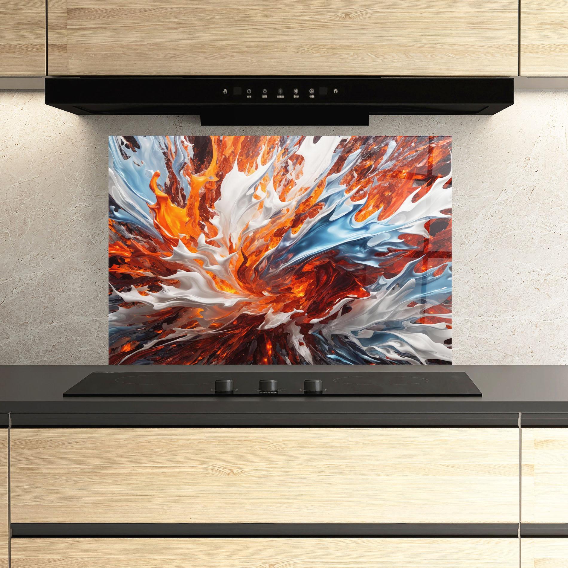 Küchenrückwand Glas Flame Rase mockup 3