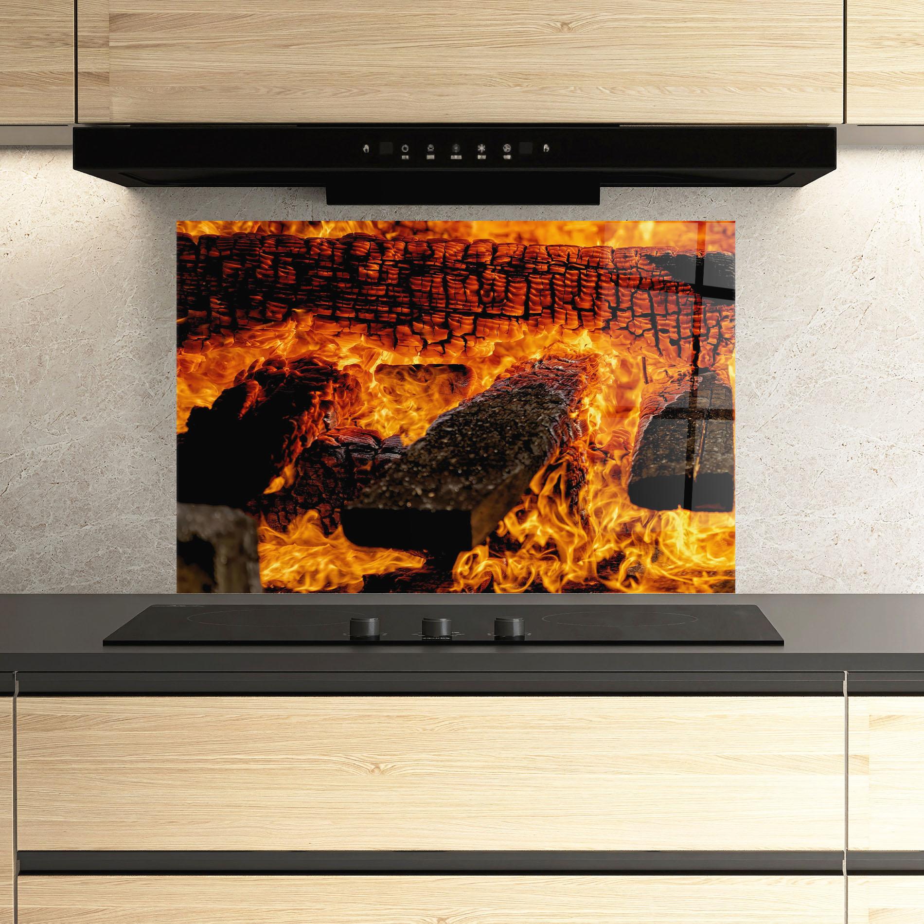 Küchenrückwand Glas Inferno Heat mockup 3