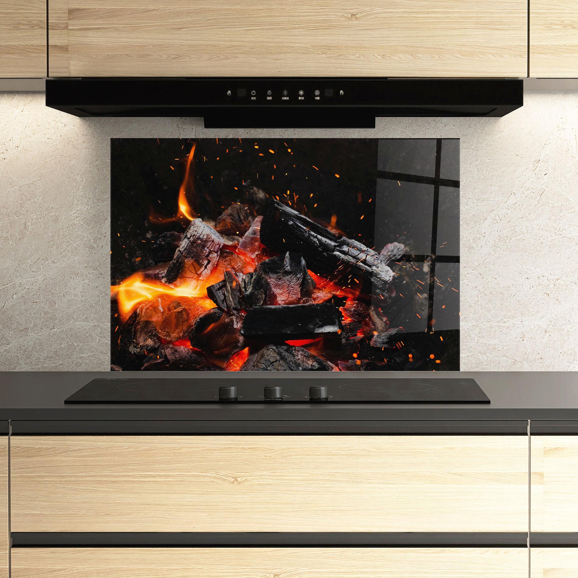 Küchenrückwand Glas Inferno Scorch mockup 3