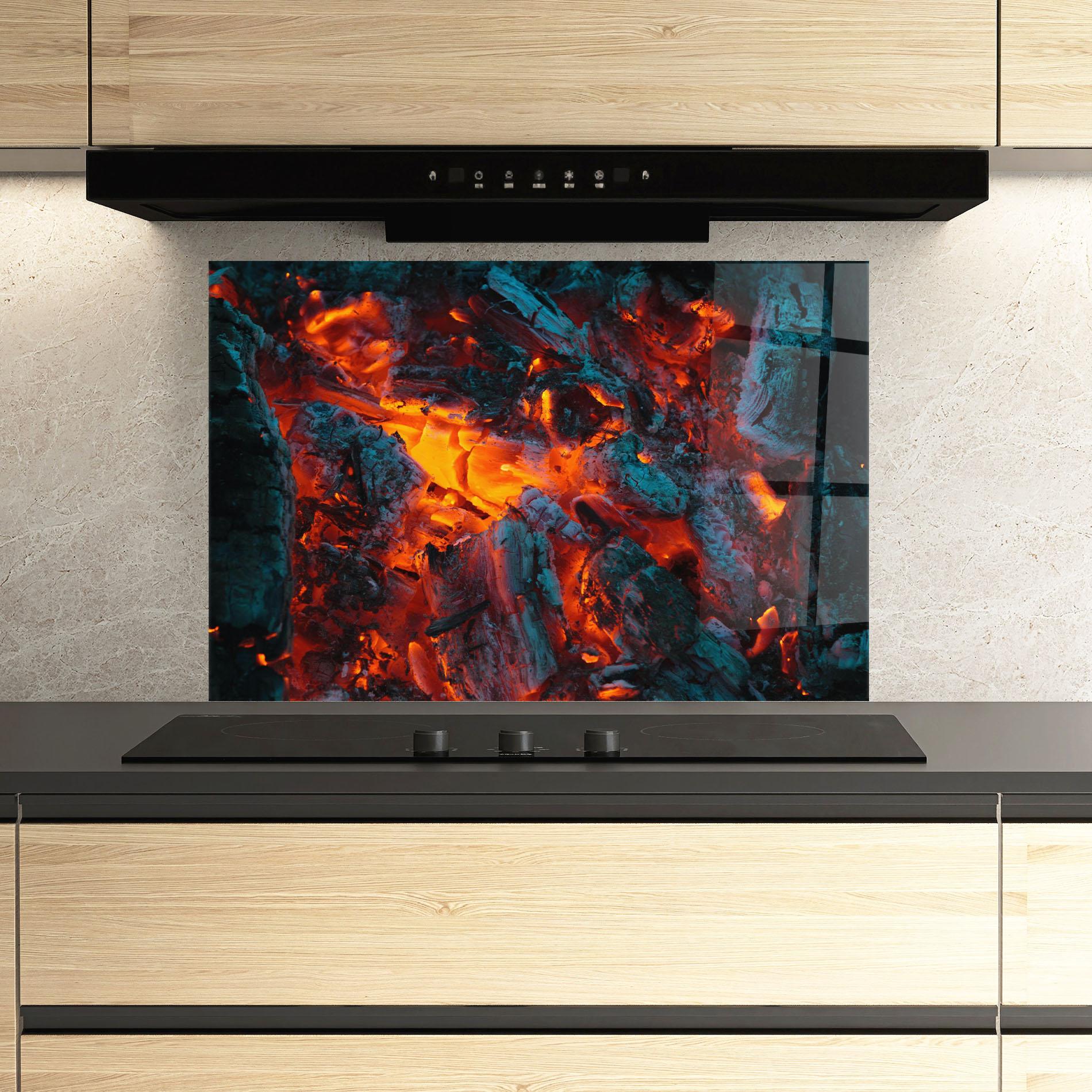 Küchenrückwand Glas Wild Fire mockup 3