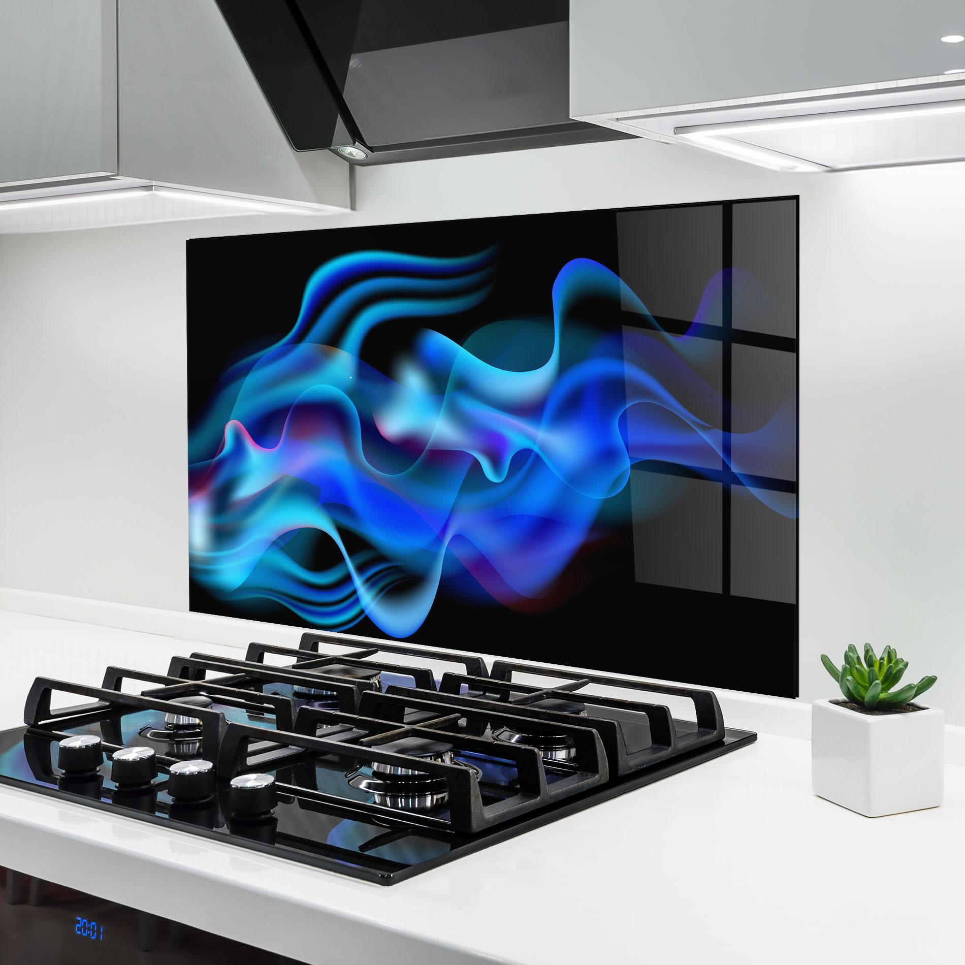 Küchenrückwand Glas Blue Fire mockup 6