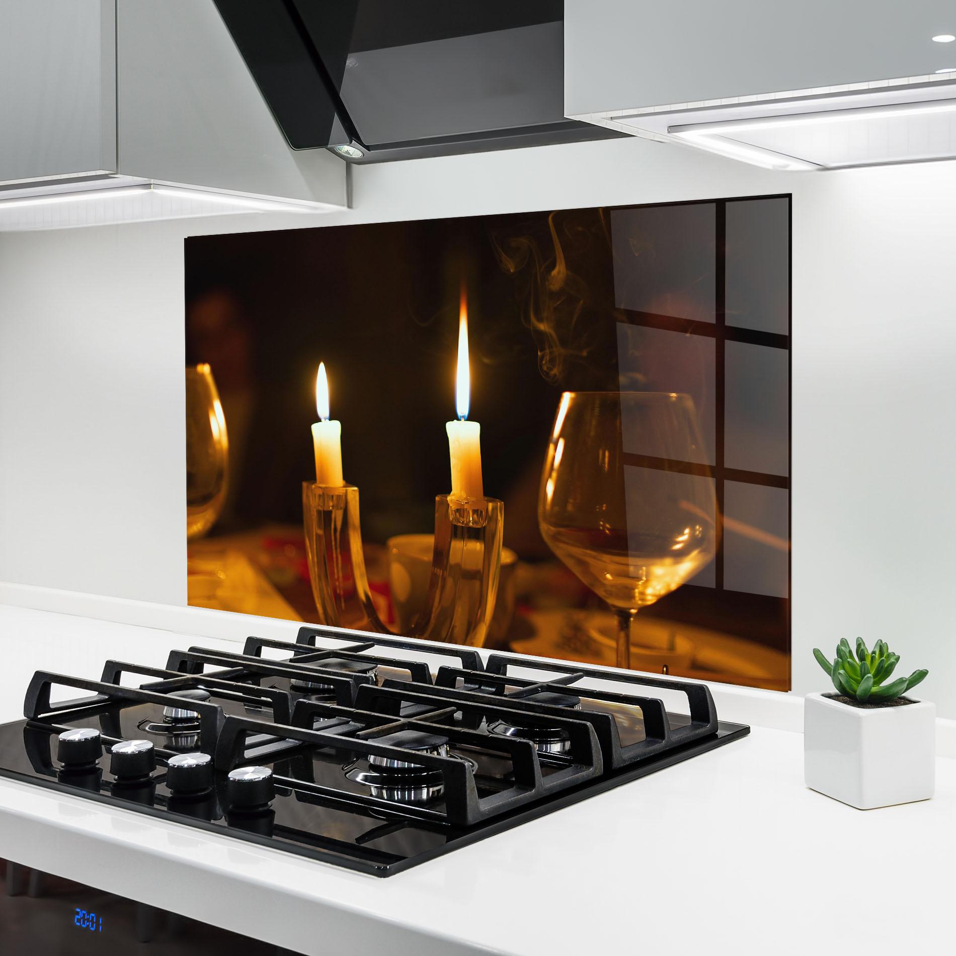 Küchenrückwand Glas Candle Light mockup 6