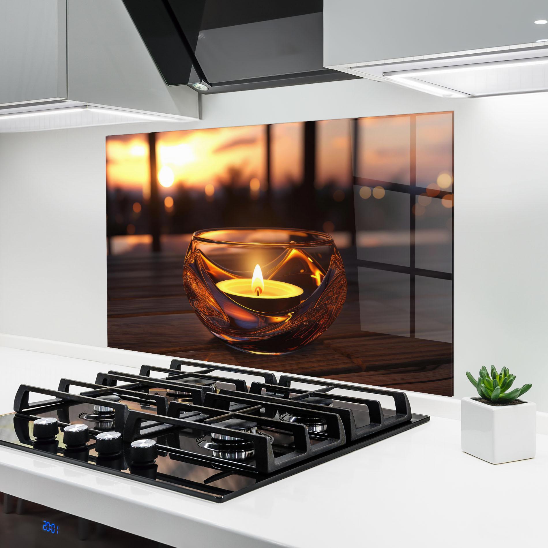 Küchenrückwand Glas Fire Bowl mockup 6