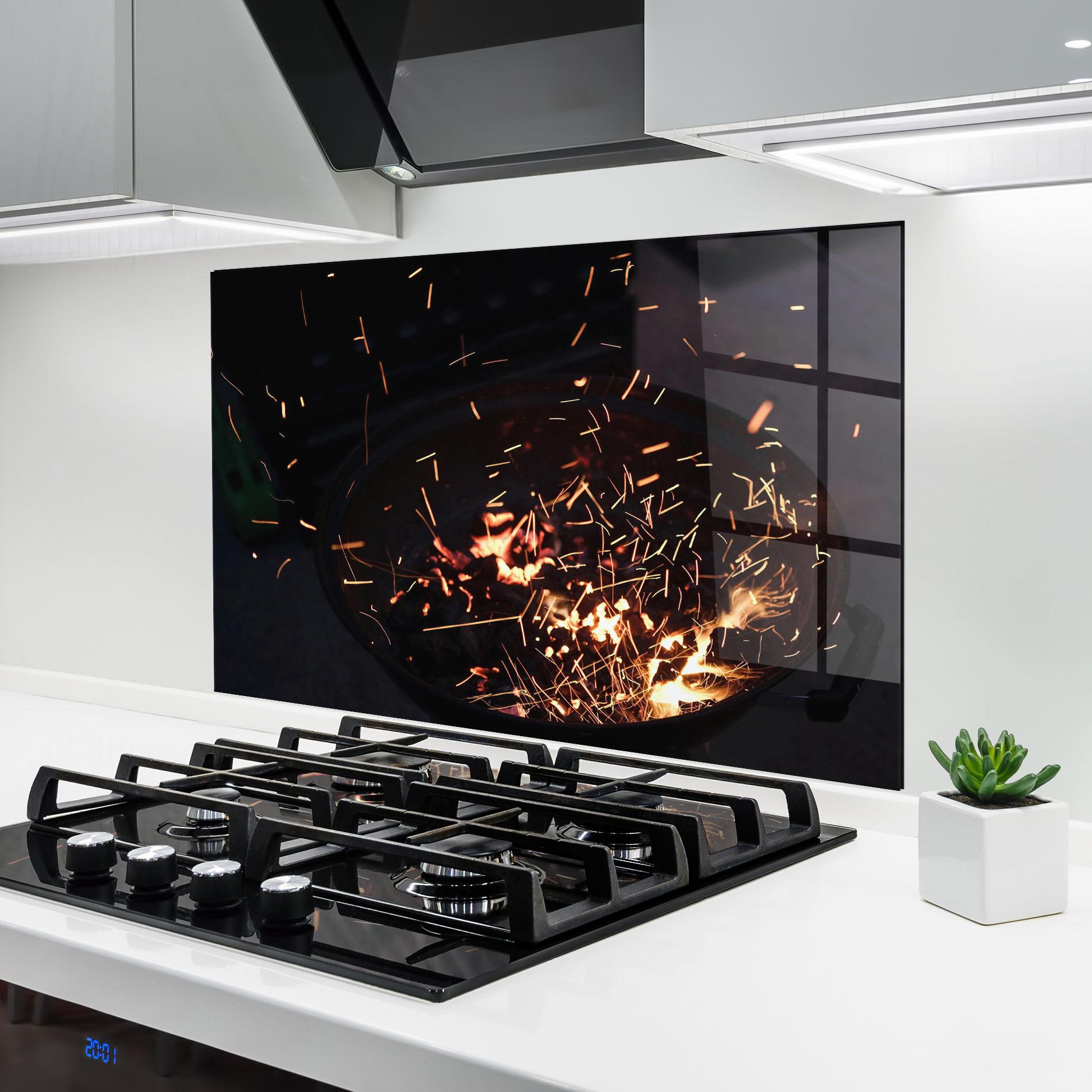 Küchenrückwand Glas Fire Little Lights mockup 6