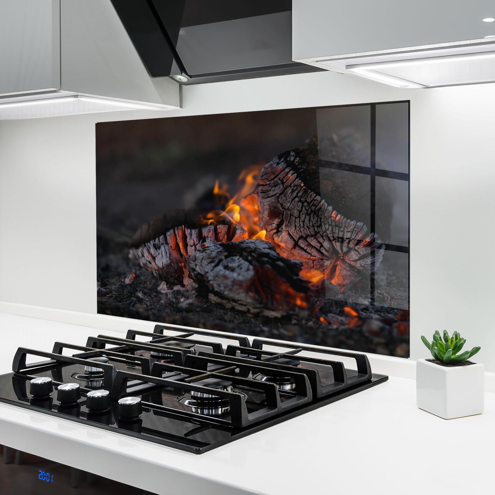 Küchenrückwand Glas Fire Start mockup 6