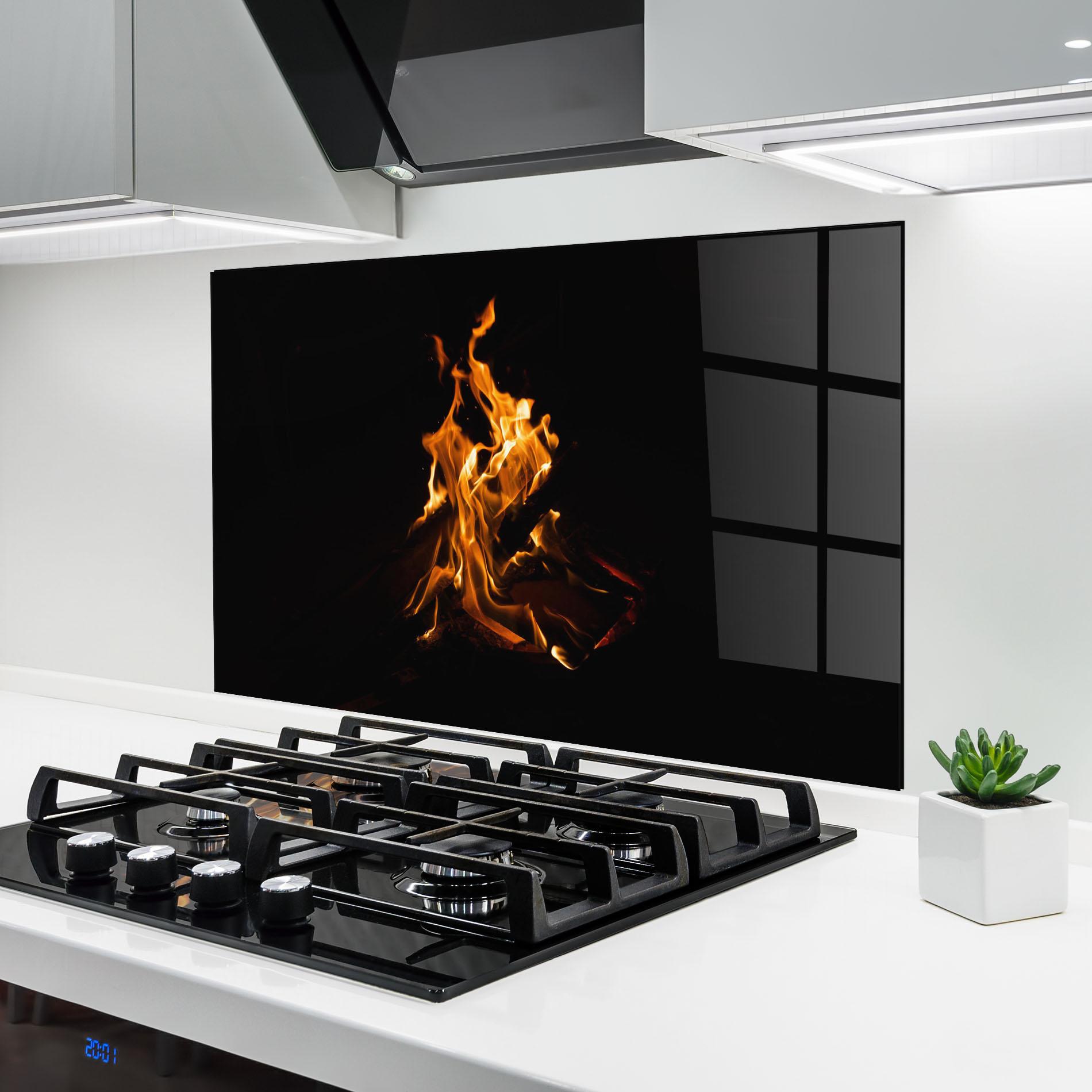 Küchenrückwand Glas Fire View mockup 6
