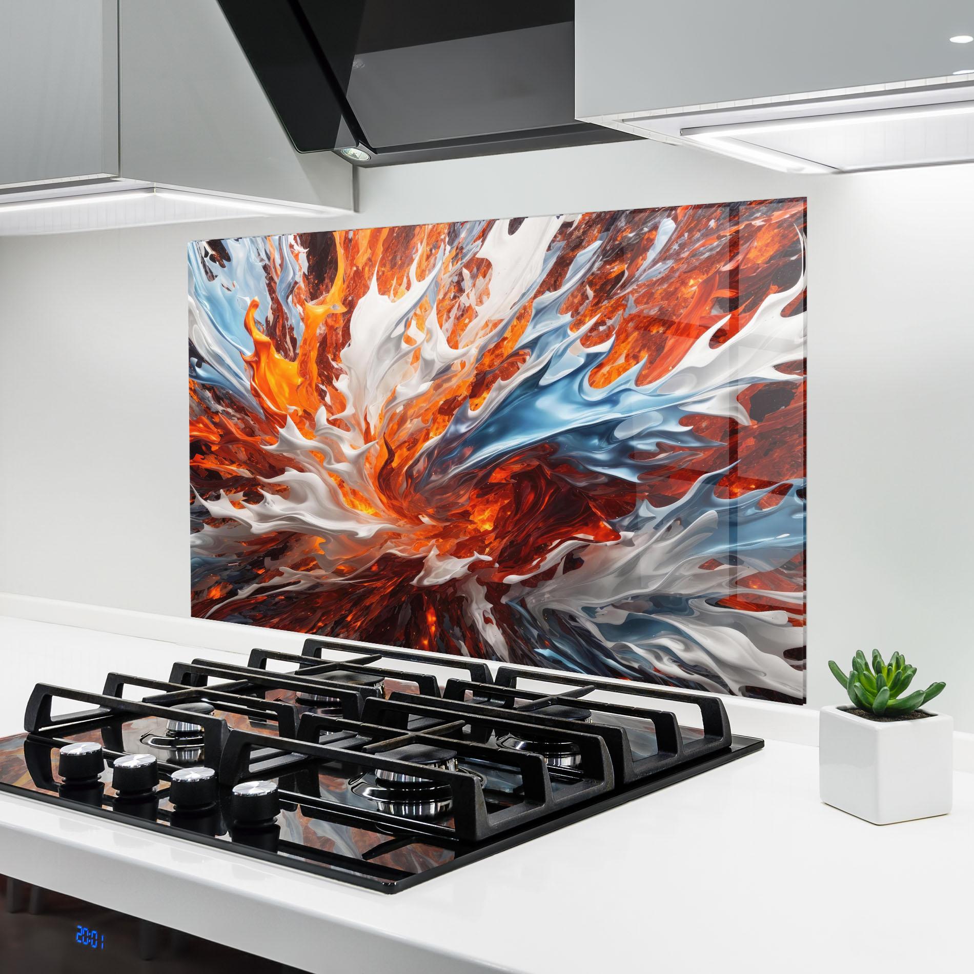 Küchenrückwand Glas Flame Rase mockup 6