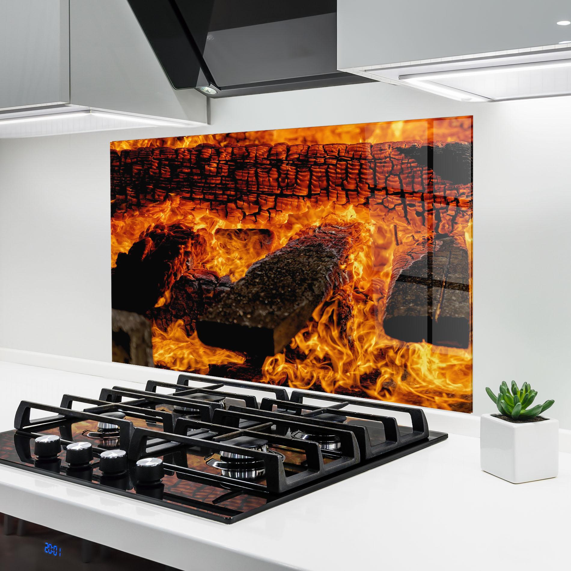 Küchenrückwand Glas Inferno Heat mockup 6
