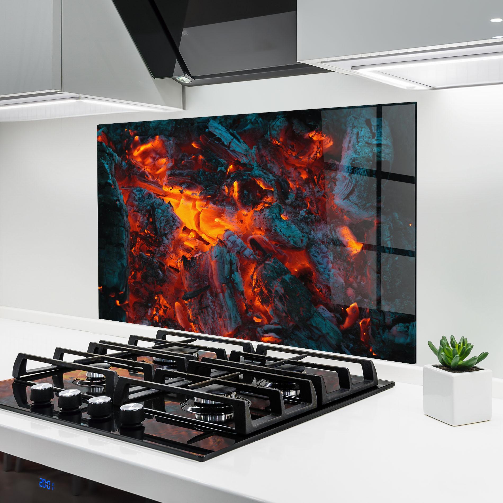 Küchenrückwand Glas Wild Fire mockup 6