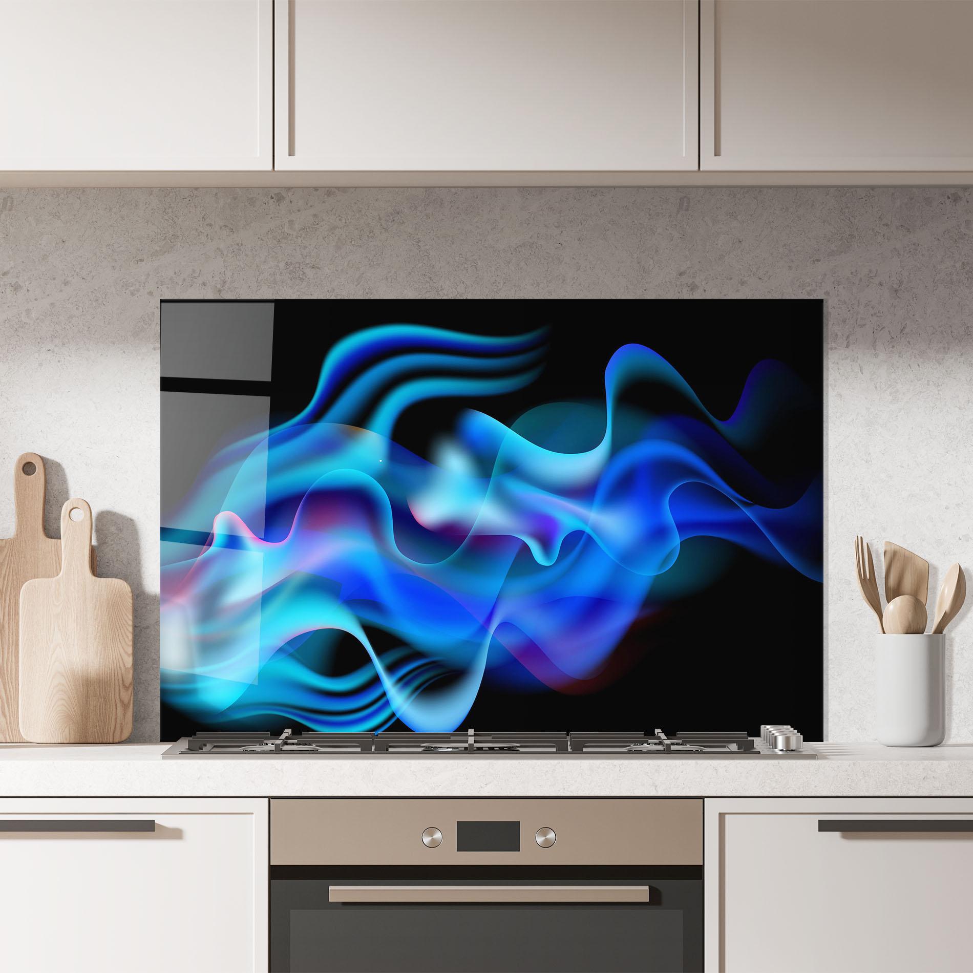 Küchenrückwand Glas Blue Fire mockup 7