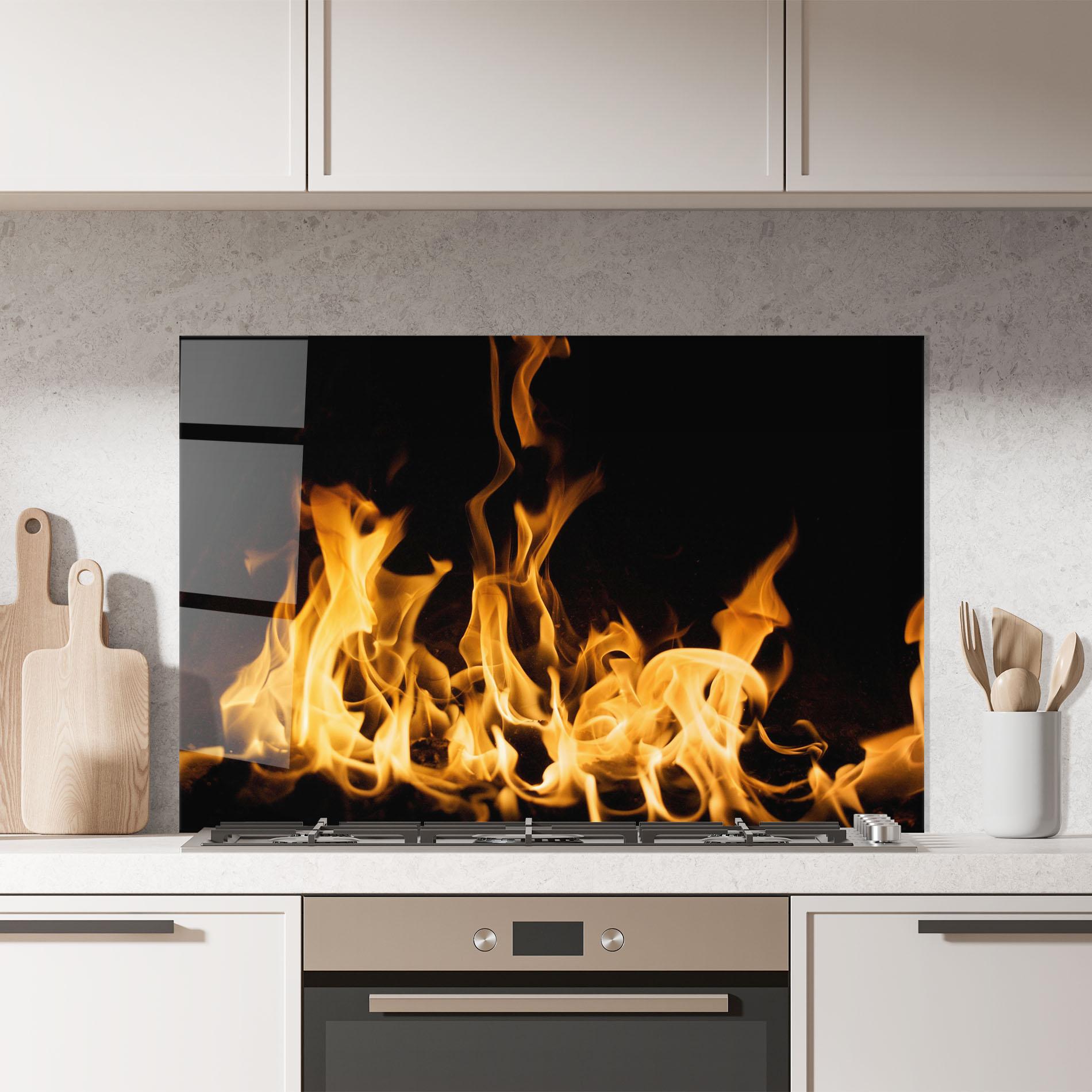 Küchenrückwand Glas Bright Flame mockup 7