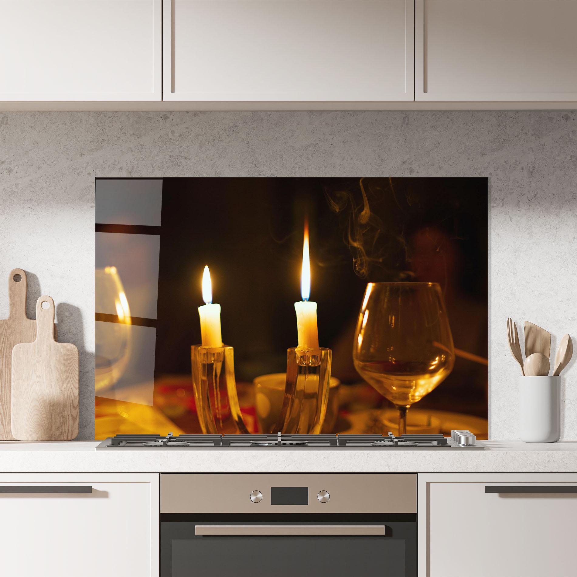 Küchenrückwand Glas Candle Light mockup 7