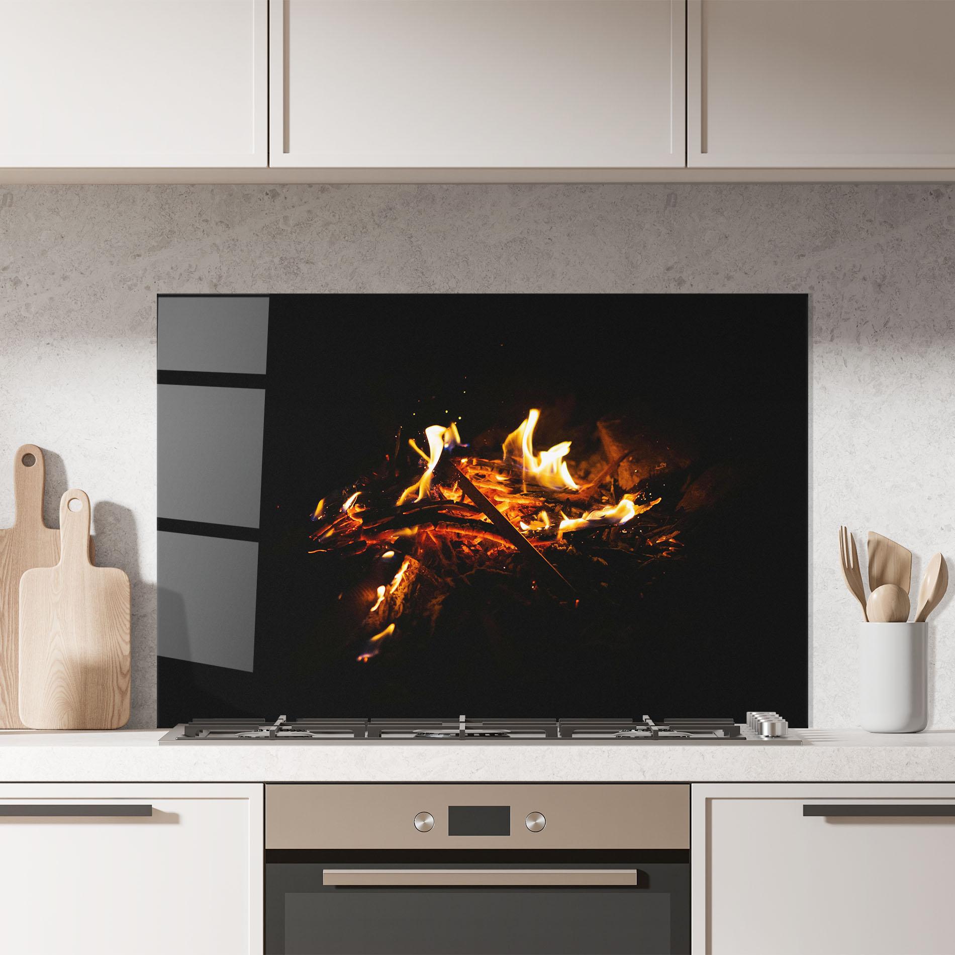 Küchenrückwand Glas Fiery Blaze mockup 7