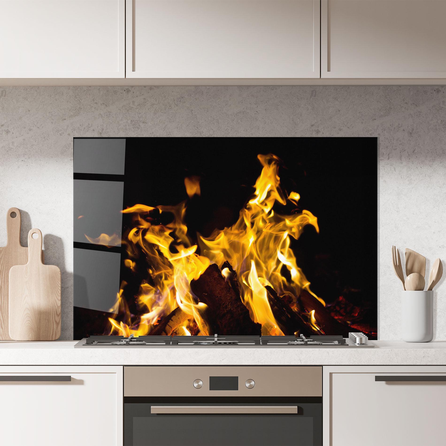 Küchenrückwand Glas Fire Dance mockup 7