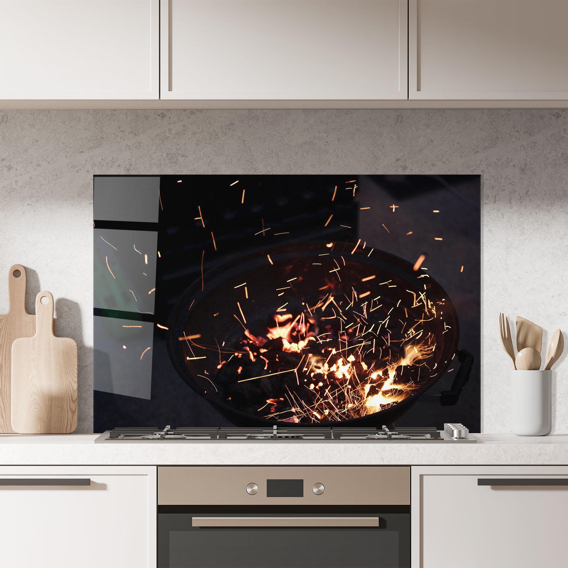Küchenrückwand Glas Fire Little Lights mockup 7