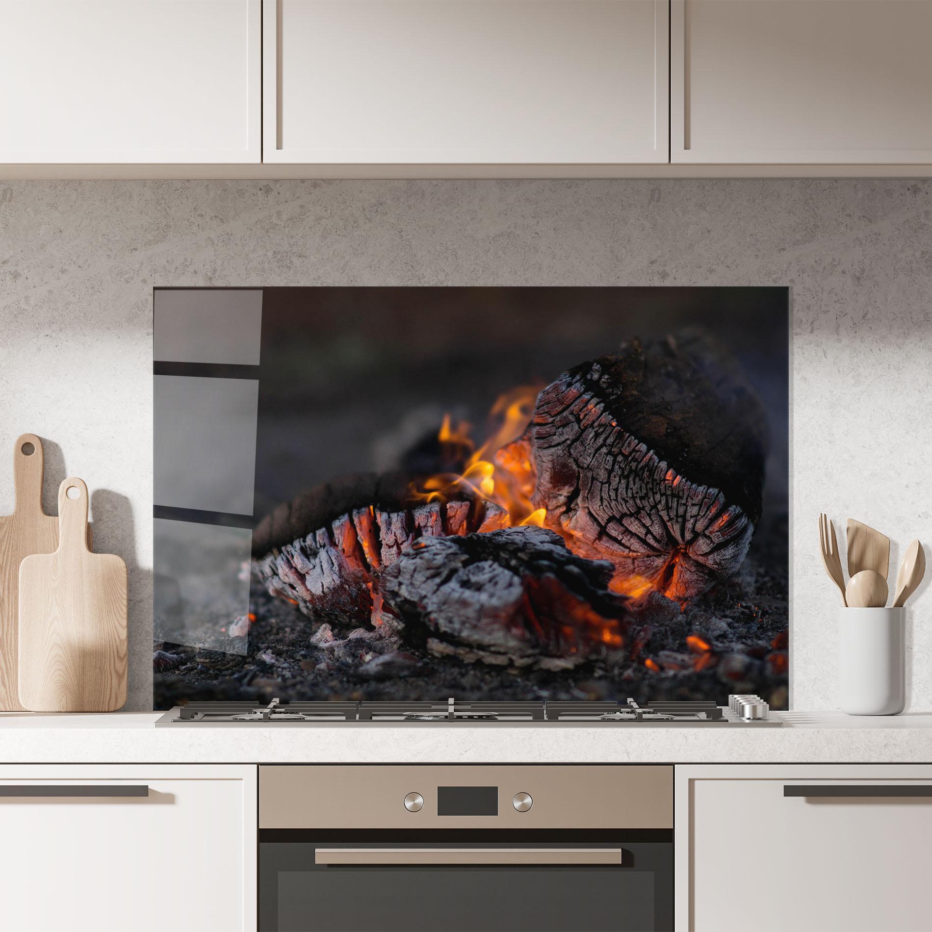 Küchenrückwand Glas Fire Start mockup 7