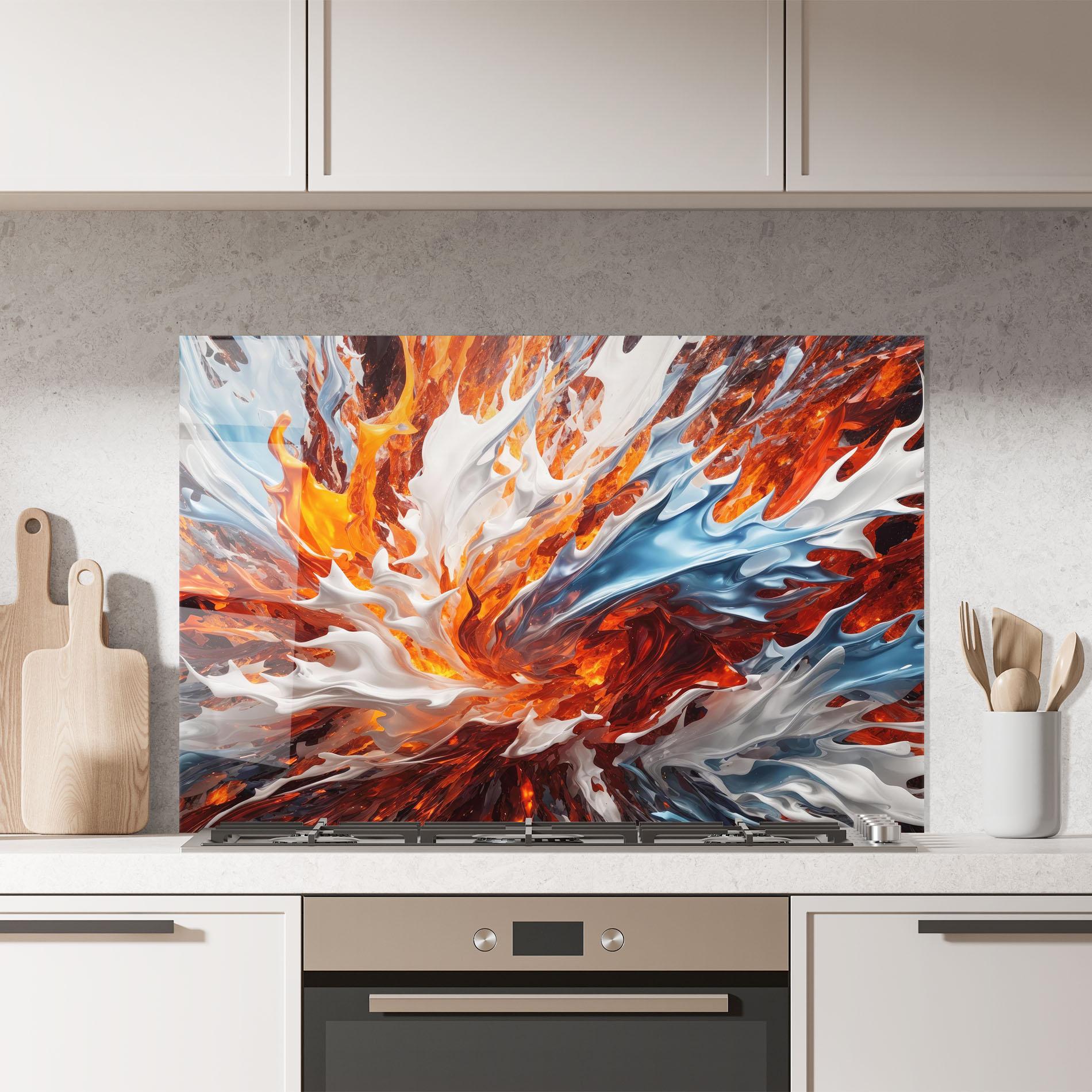Küchenrückwand Glas Flame Rase mockup 7