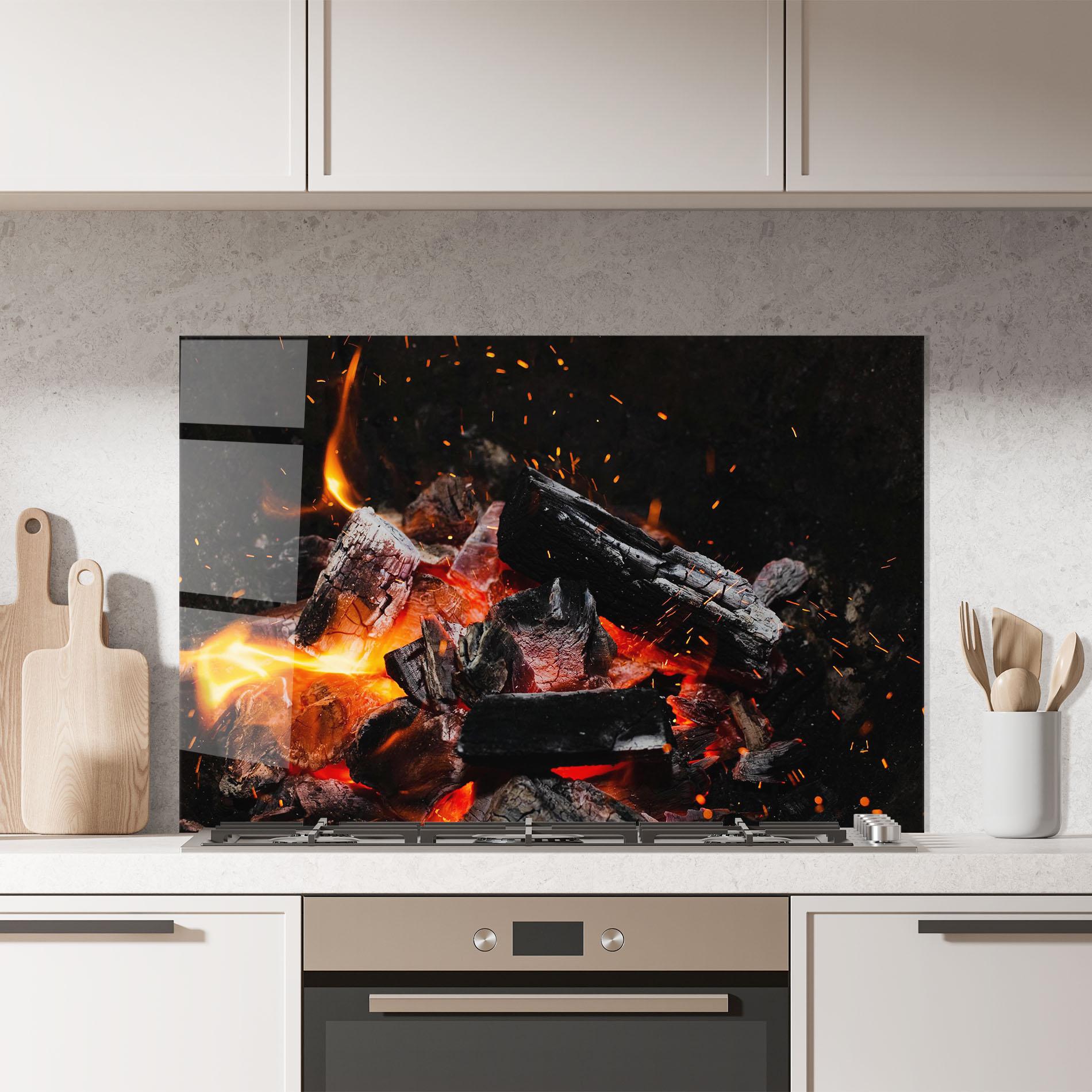 Küchenrückwand Glas Inferno Scorch mockup 7
