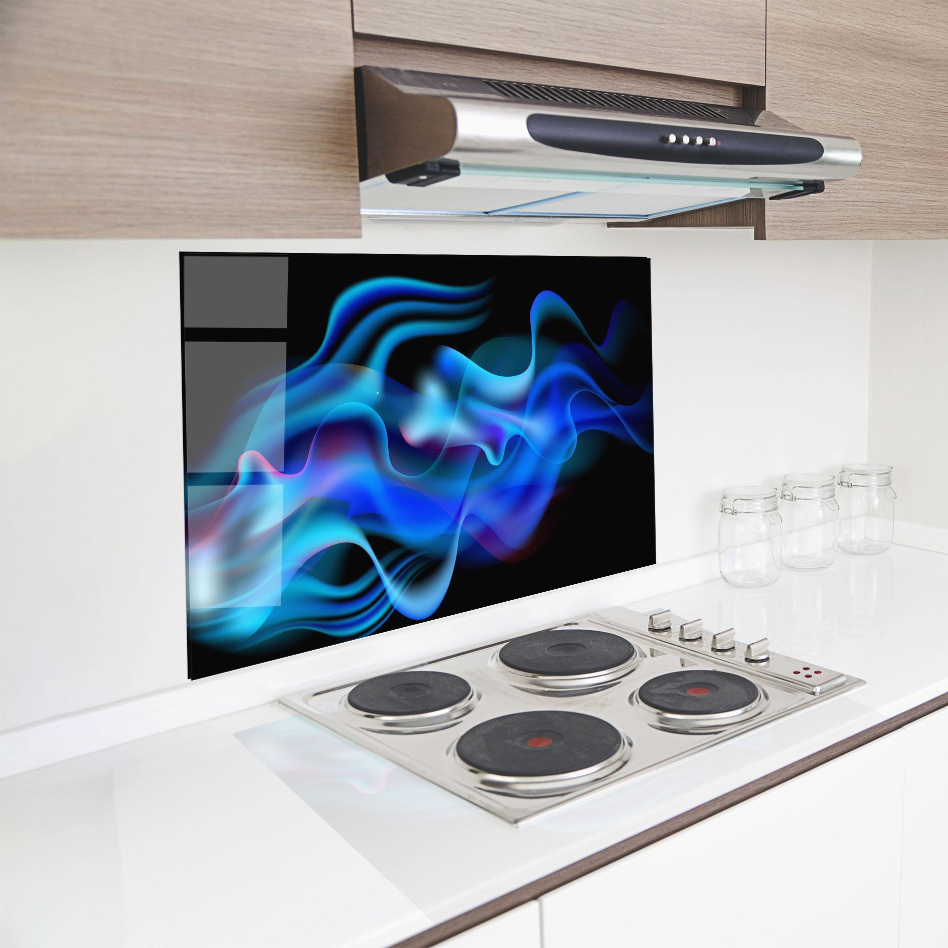 Küchenrückwand Glas Blue Fire mockup 8