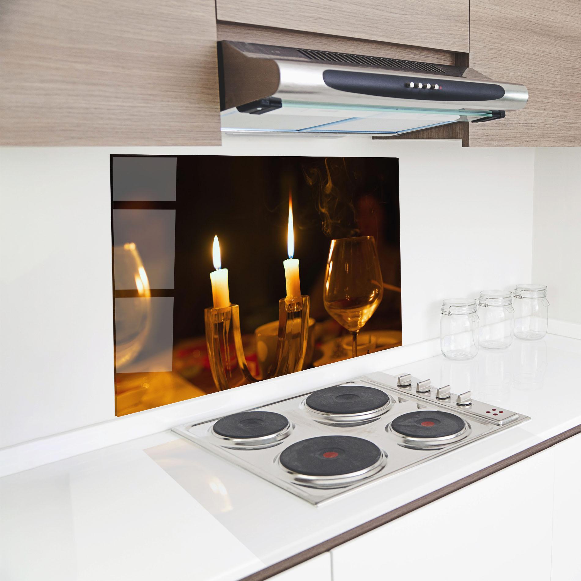 Küchenrückwand Glas Candle Light mockup 8