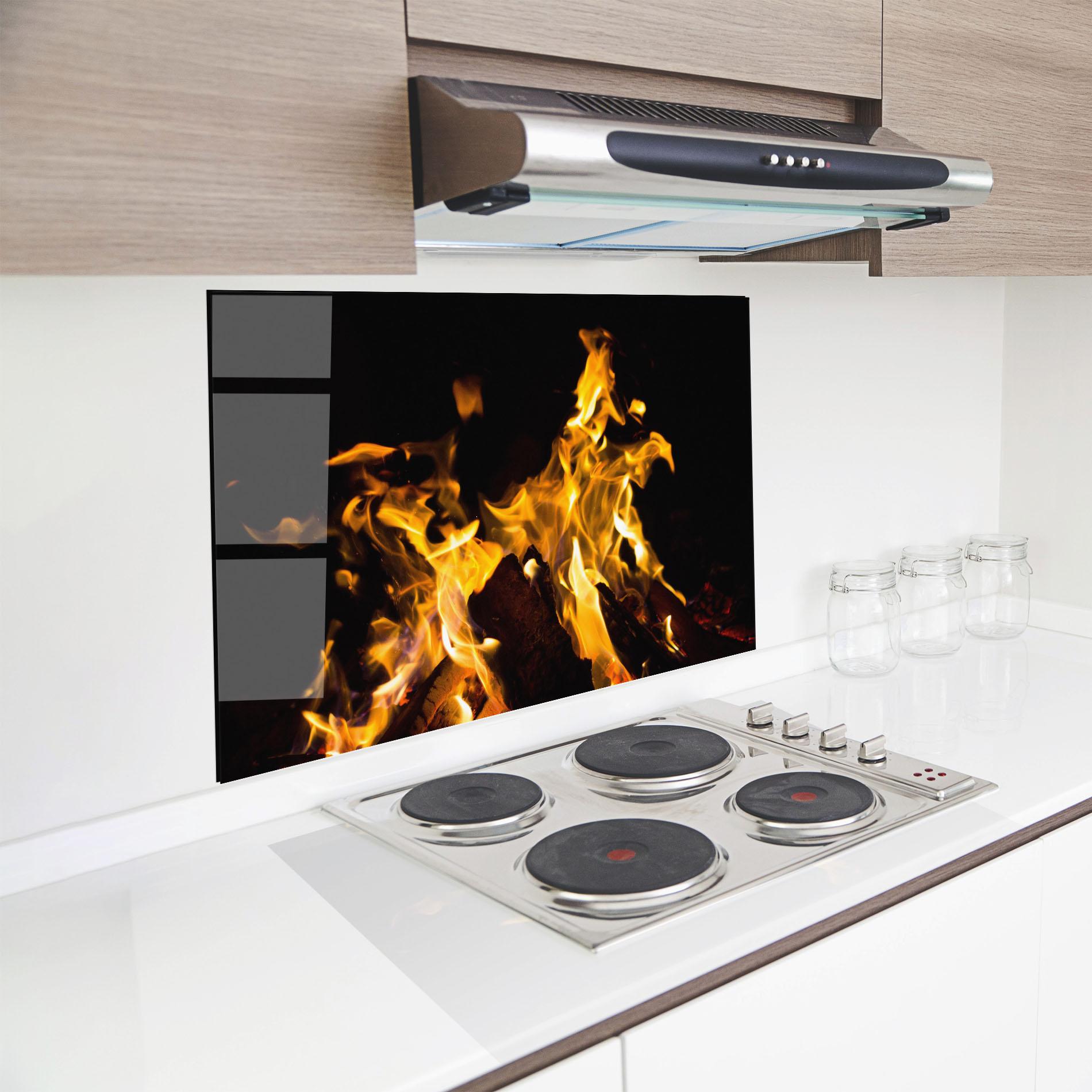 Küchenrückwand Glas Fire Dance mockup 8