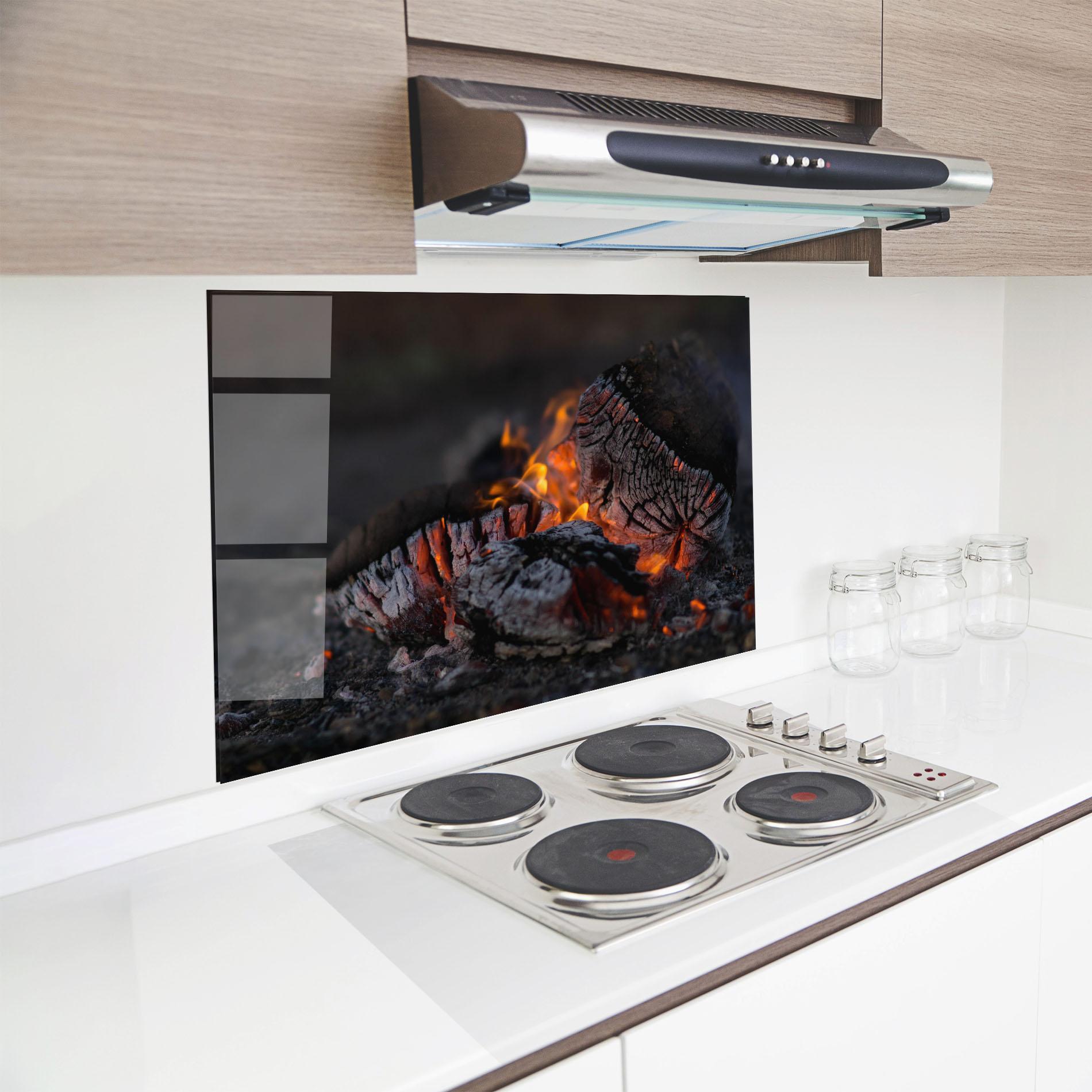 Küchenrückwand Glas Fire Start mockup 8