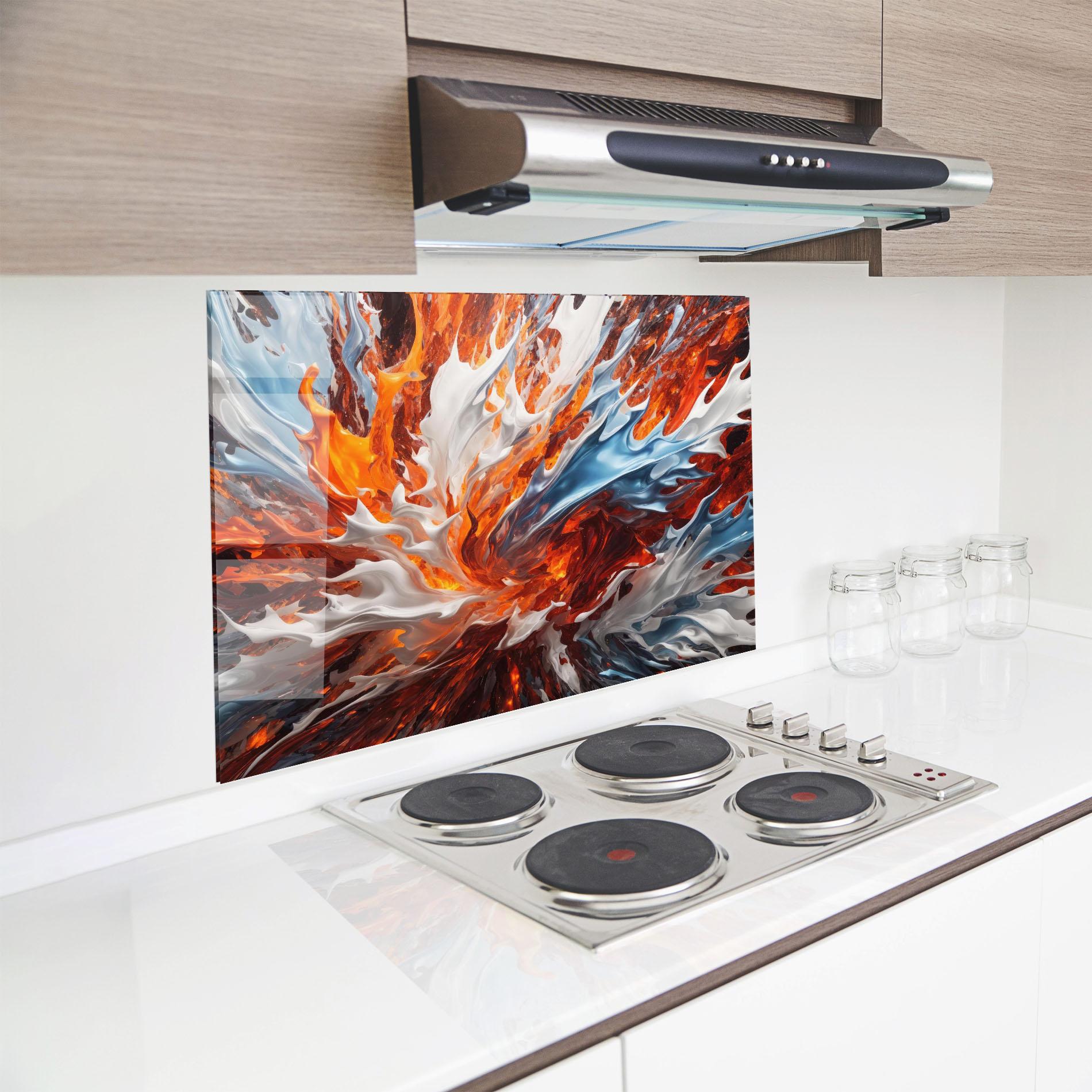 Küchenrückwand Glas Flame Rase mockup 8