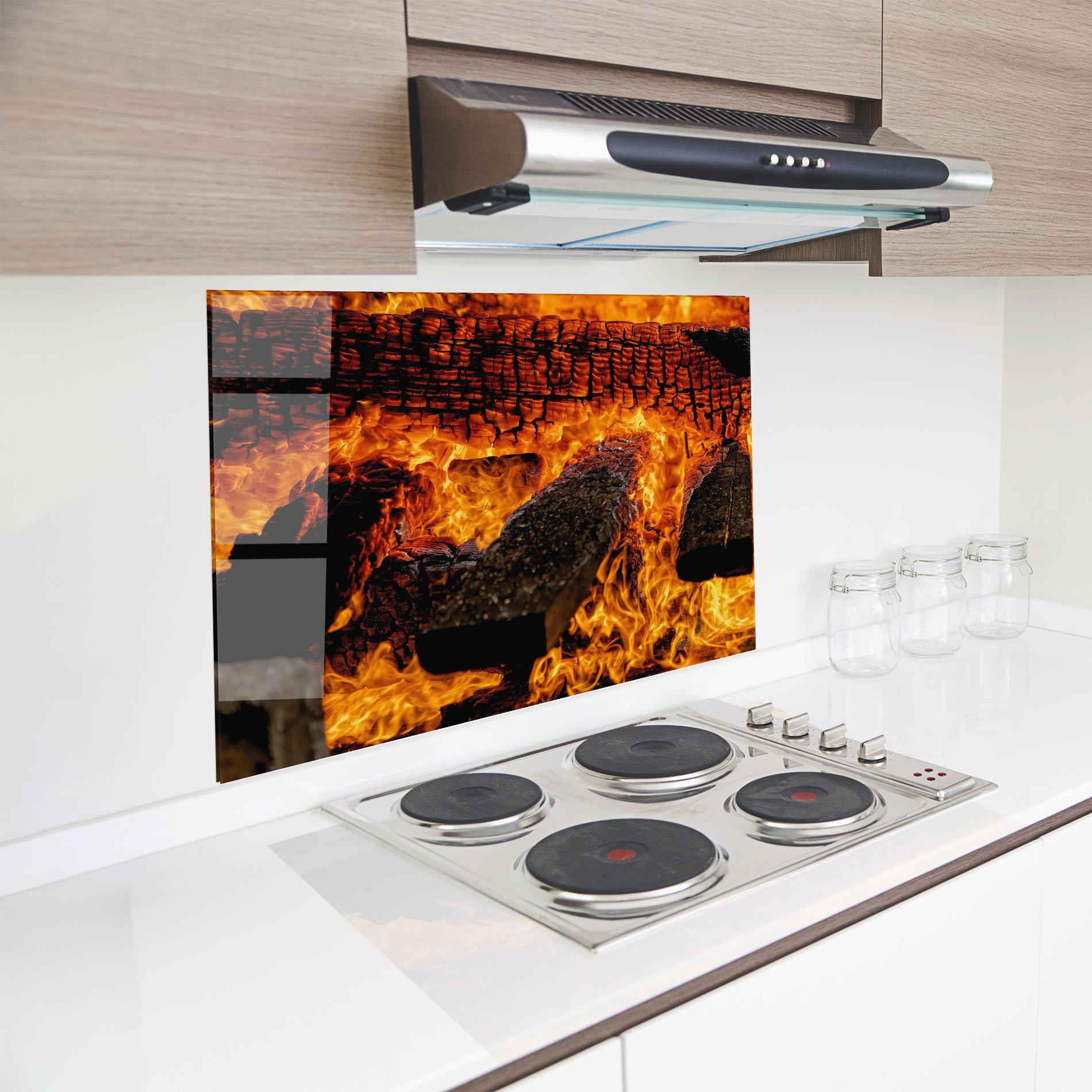Küchenrückwand Glas Inferno Heat mockup 8
