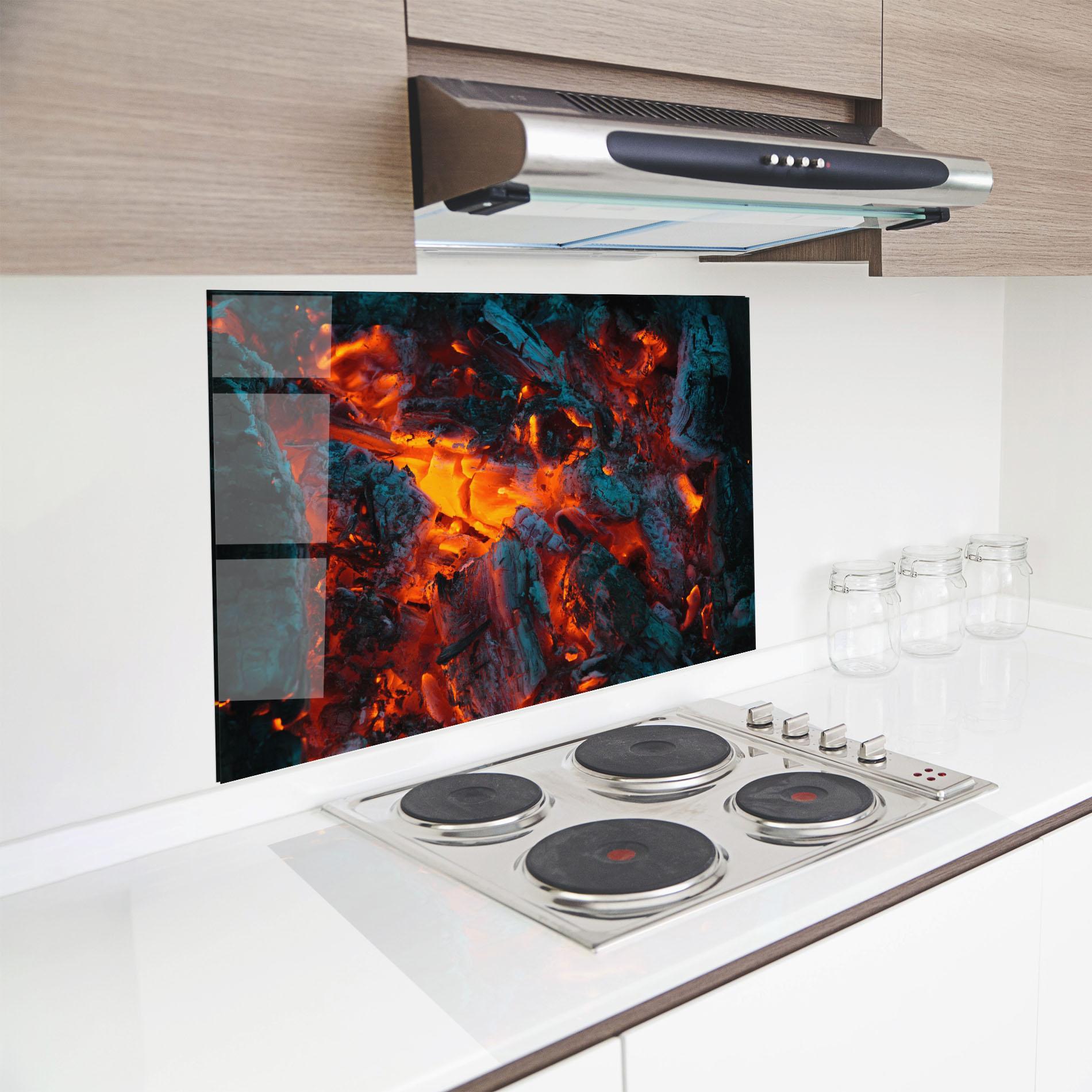 Küchenrückwand Glas Wild Fire mockup 8