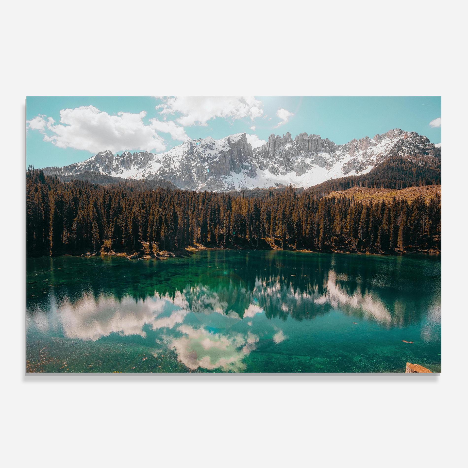 Küchenrückwand Glas Mountain Lake View mockup 0