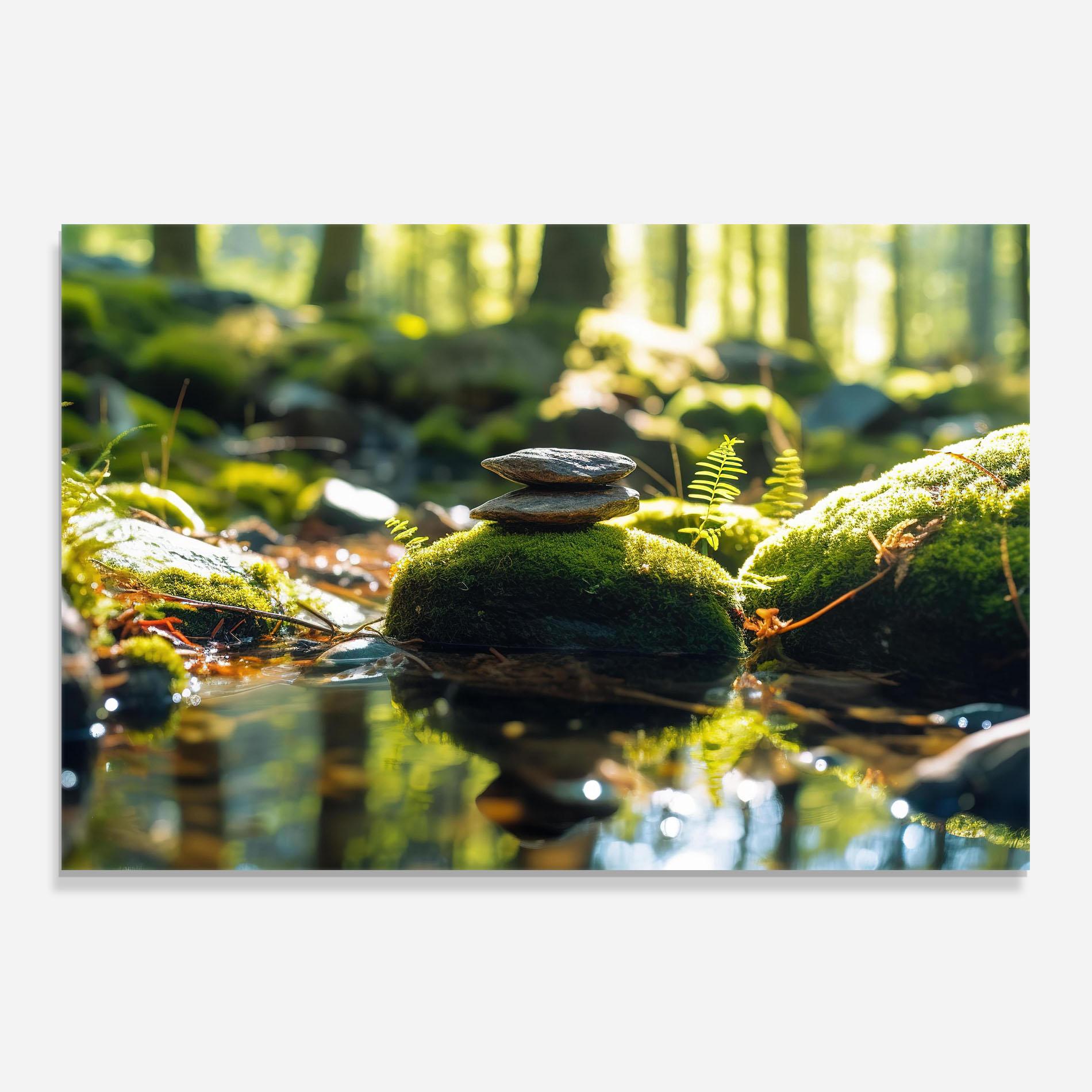 Küchenrückwand Glas Sunlight Green Forest mockup 0