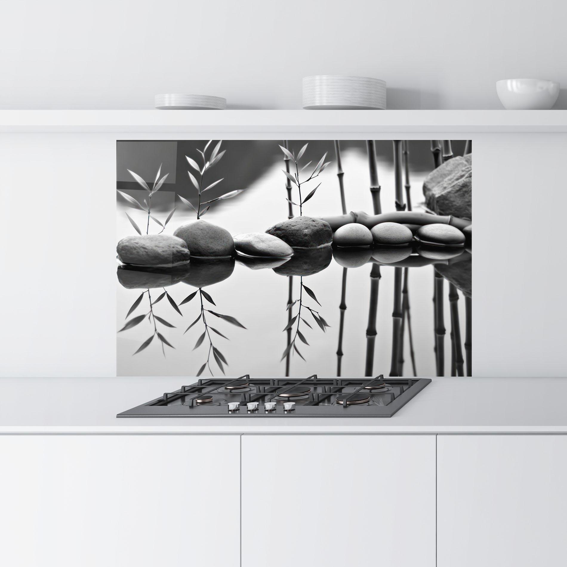 Küchenrückwand Glas Bamboo Lake mockup 9