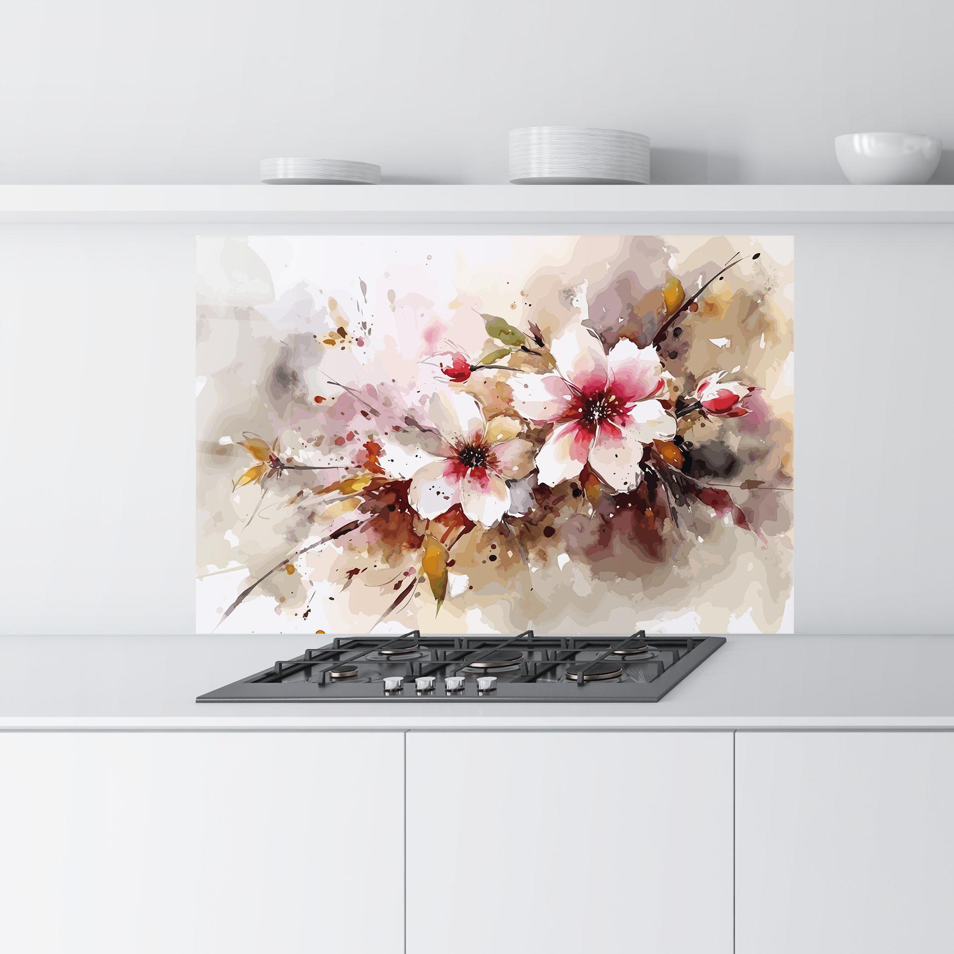 Küchenrückwand Glas Beautiful Cherry Flower mockup 9