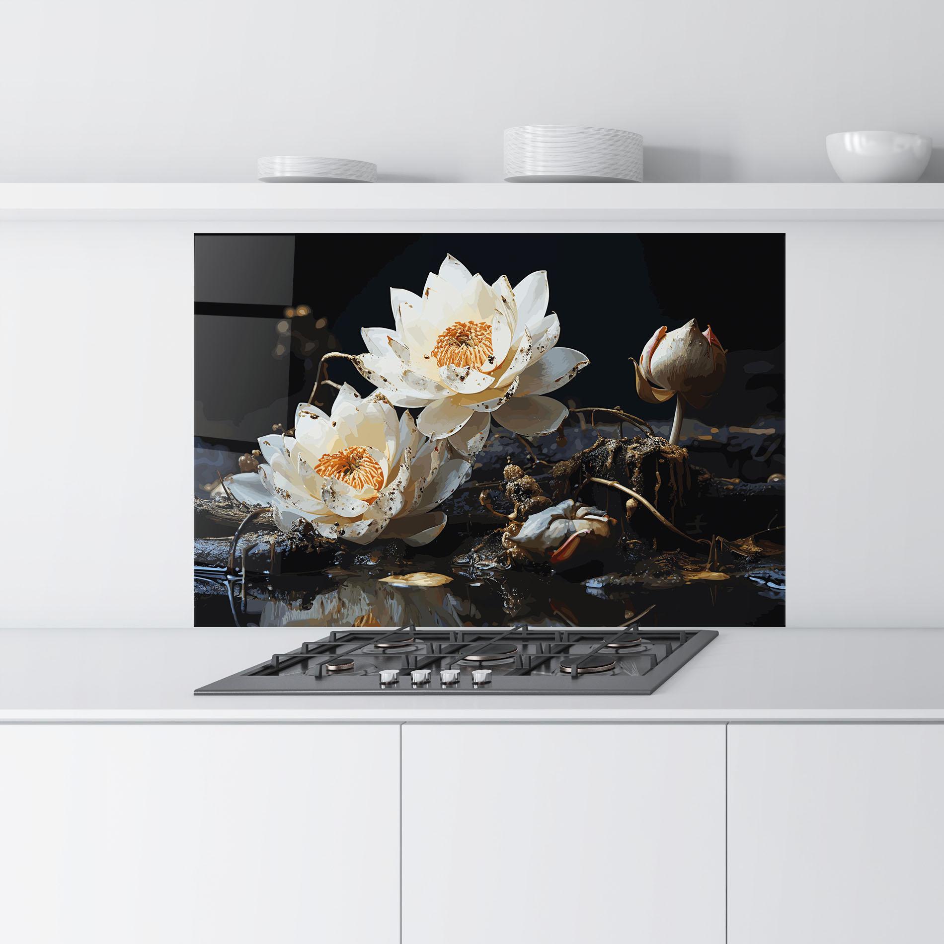 Küchenrückwand Glas Beautiful White Nature mockup 9