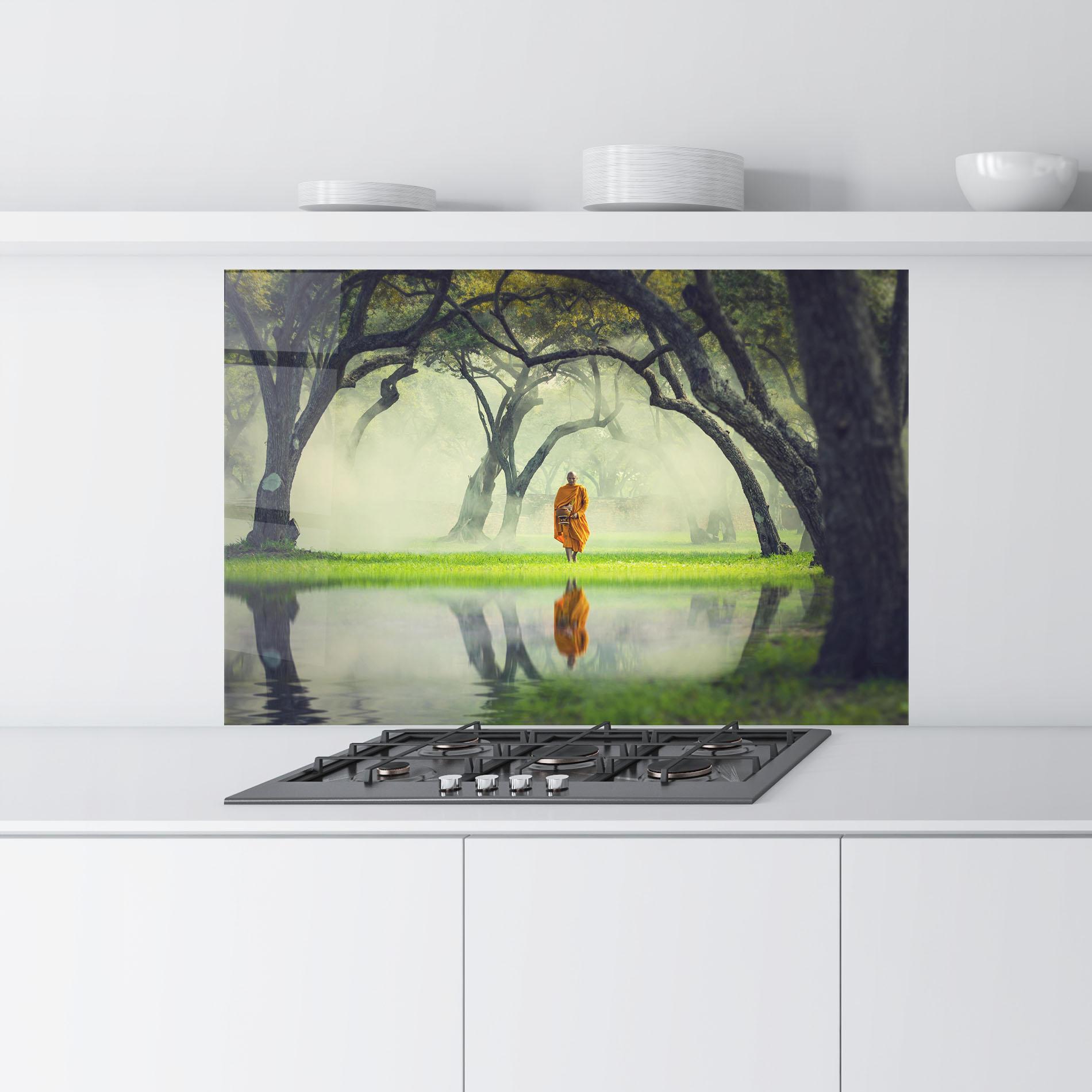 Küchenrückwand Glas Buddha Nature mockup 9