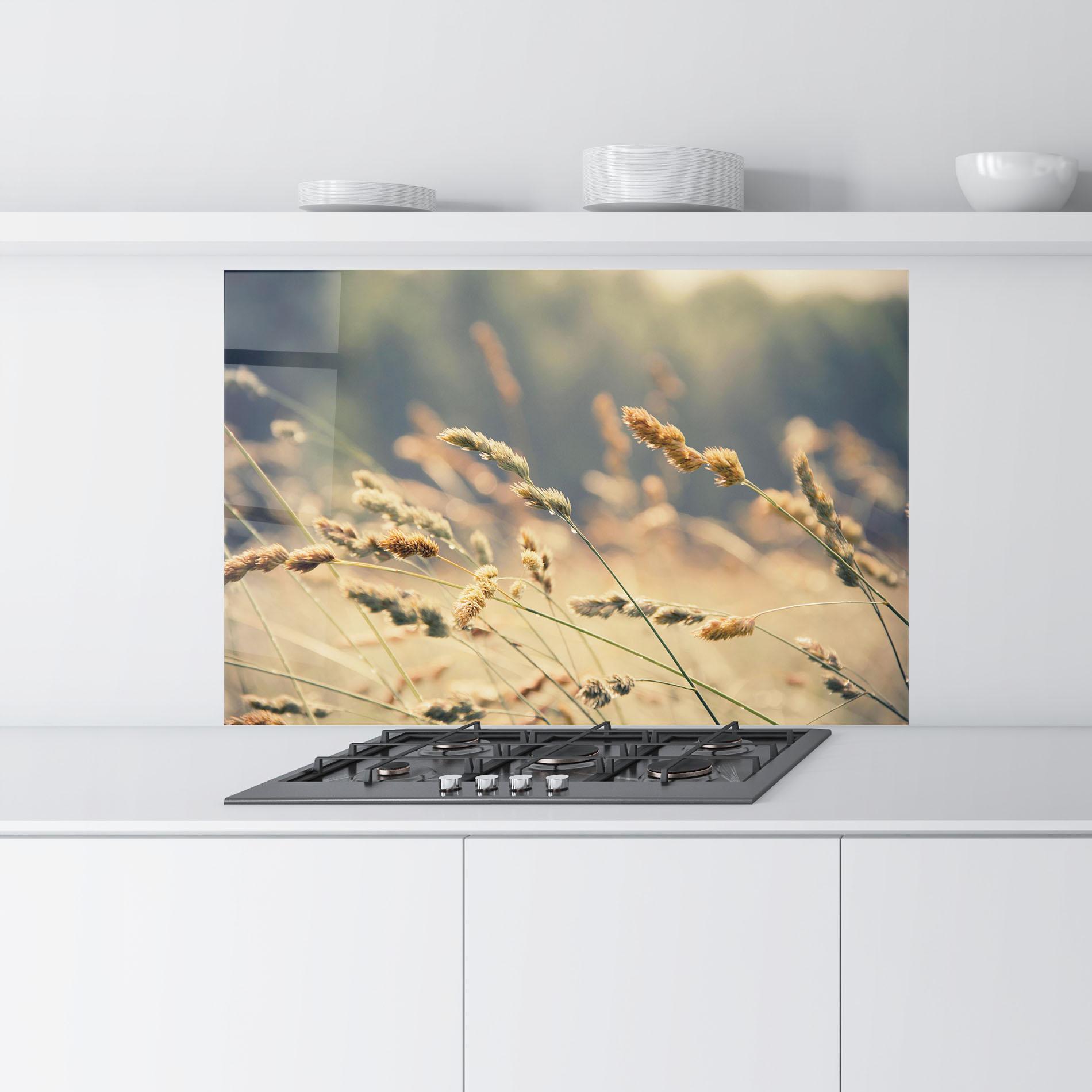 Küchenrückwand Glas Cream Nature Plants mockup 9