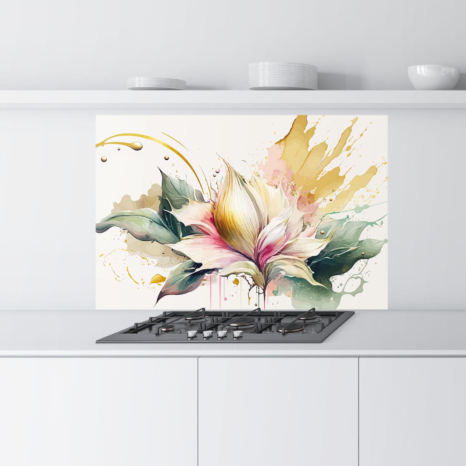 Küchenrückwand Glas Cream Pink Nature mockup 9