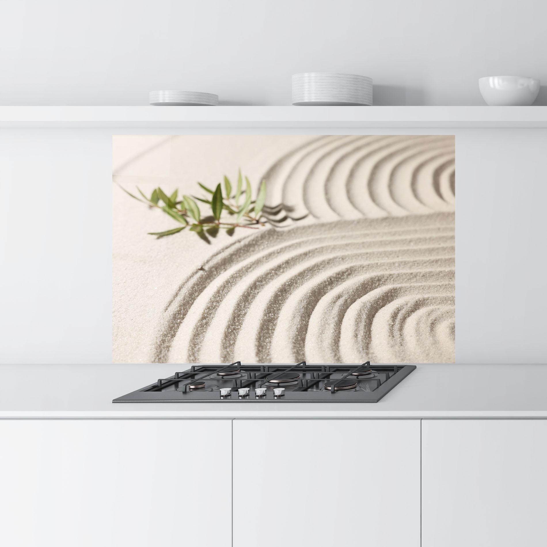 Küchenrückwand Glas Cream Zen Garden mockup 9